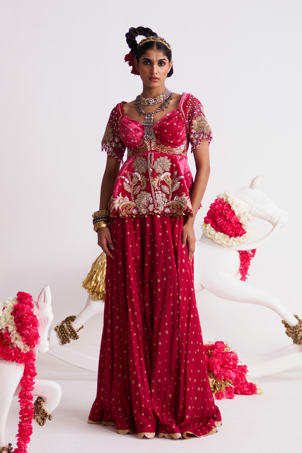 Tara peplum sharara set