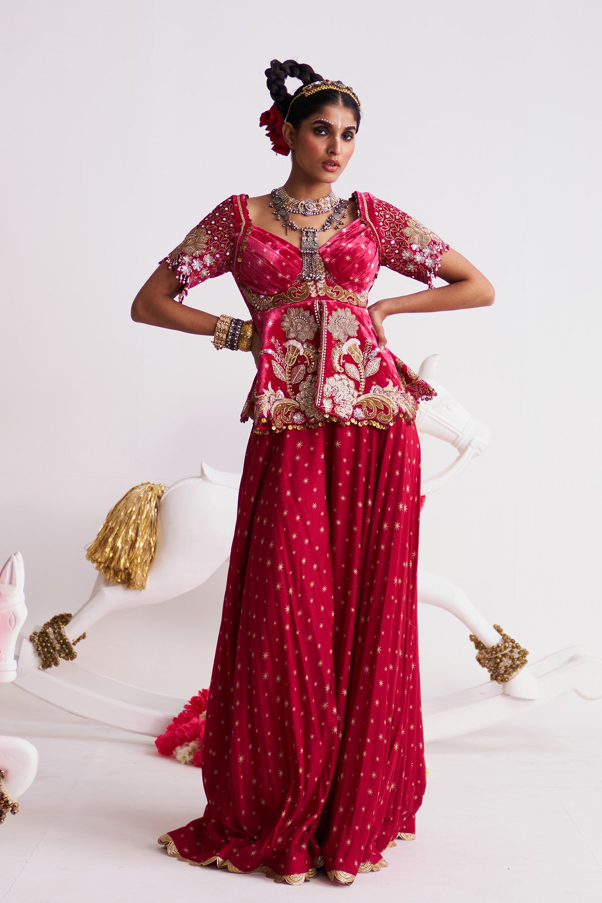 Tara peplum sharara set