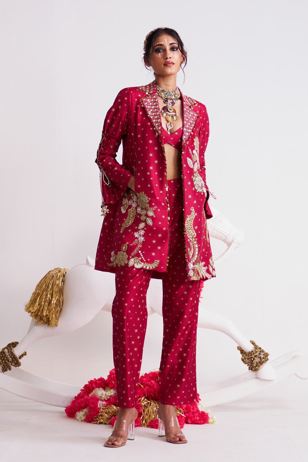 Tara long jacket trouser set