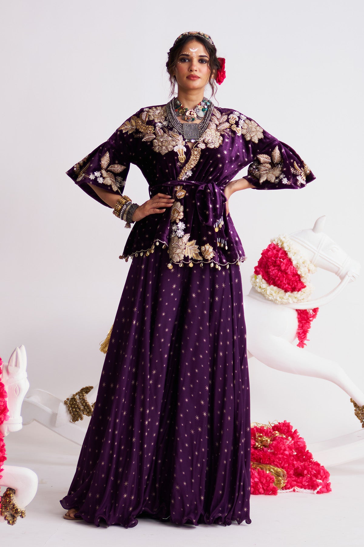 Tara wrap jacket sharara set