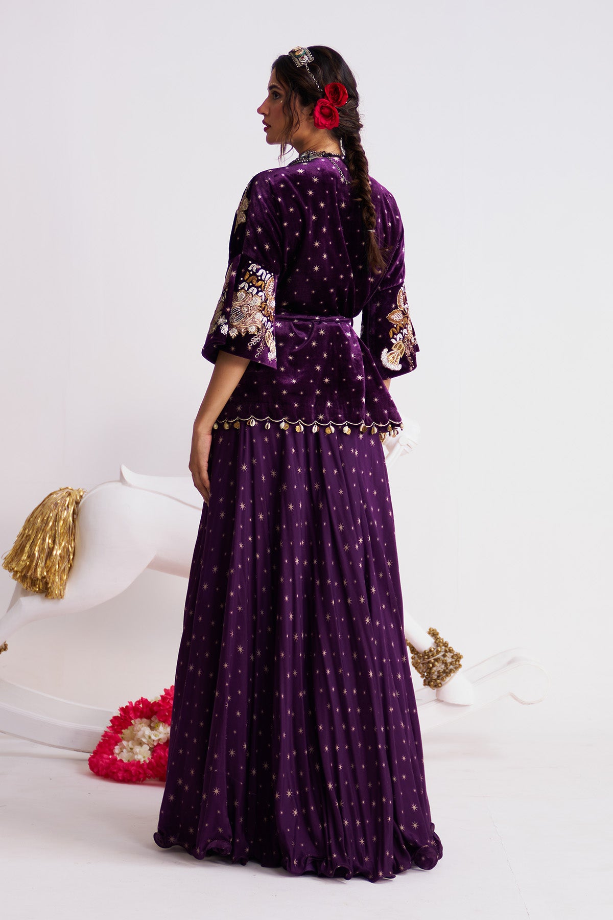 Tara wrap jacket sharara set