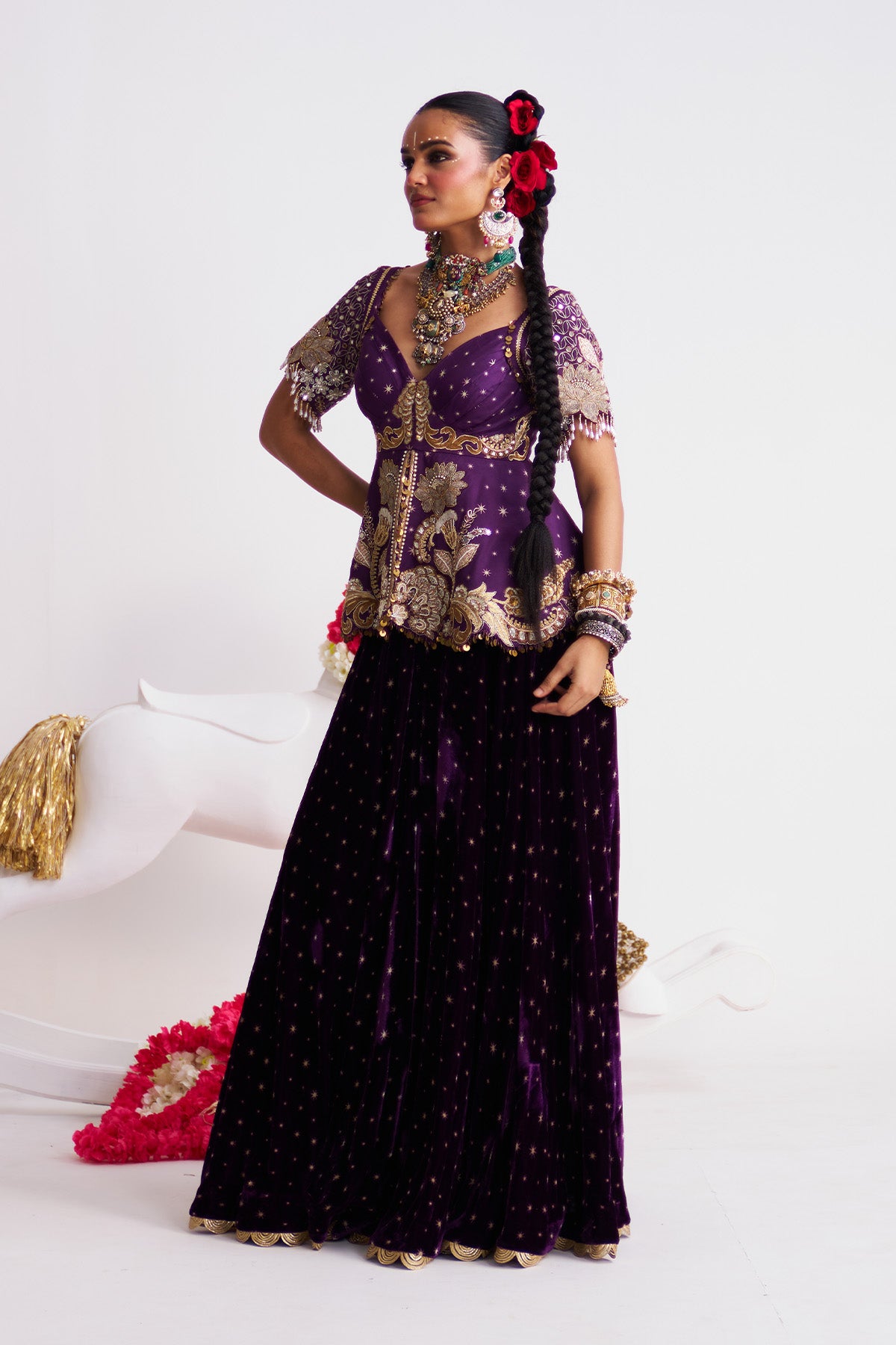 Tara peplum sharara set