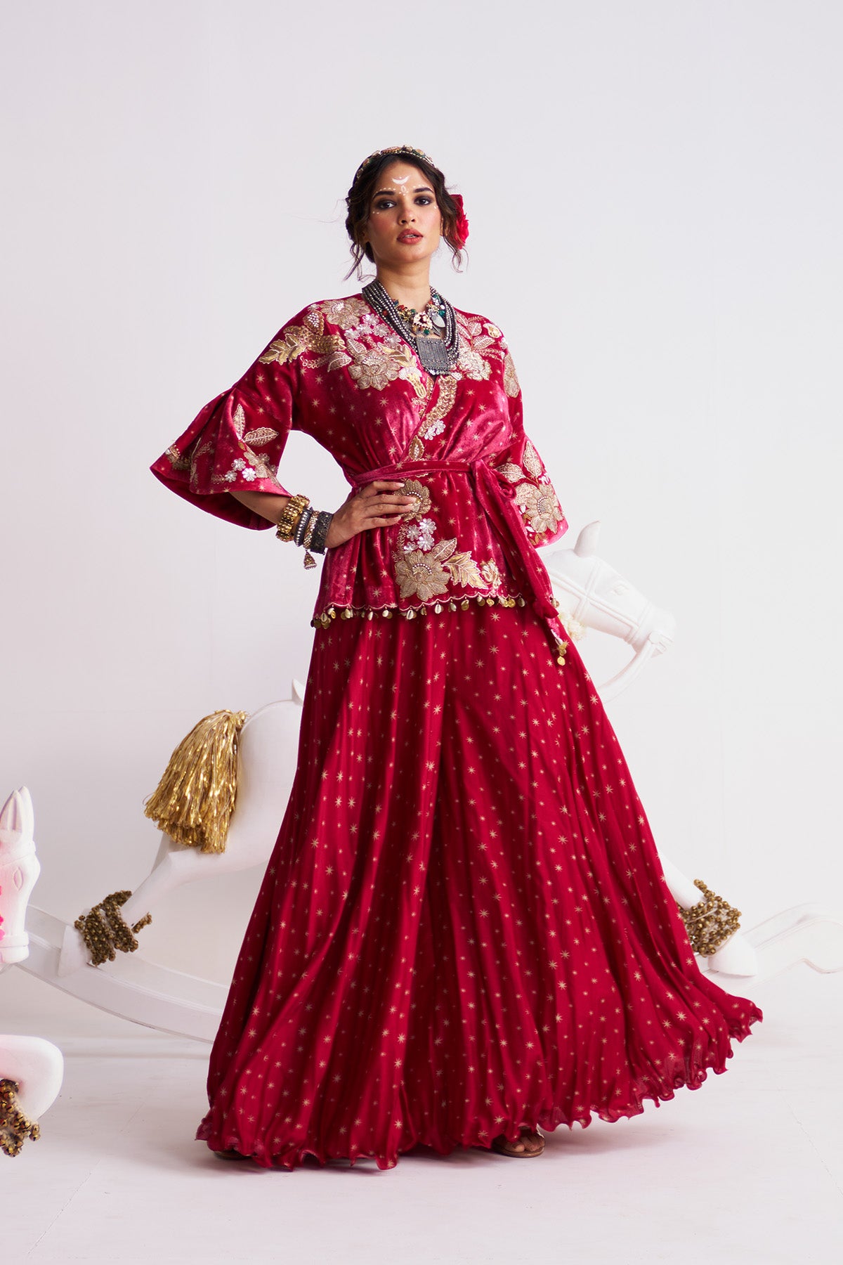 Tara wrap jacket sharara set