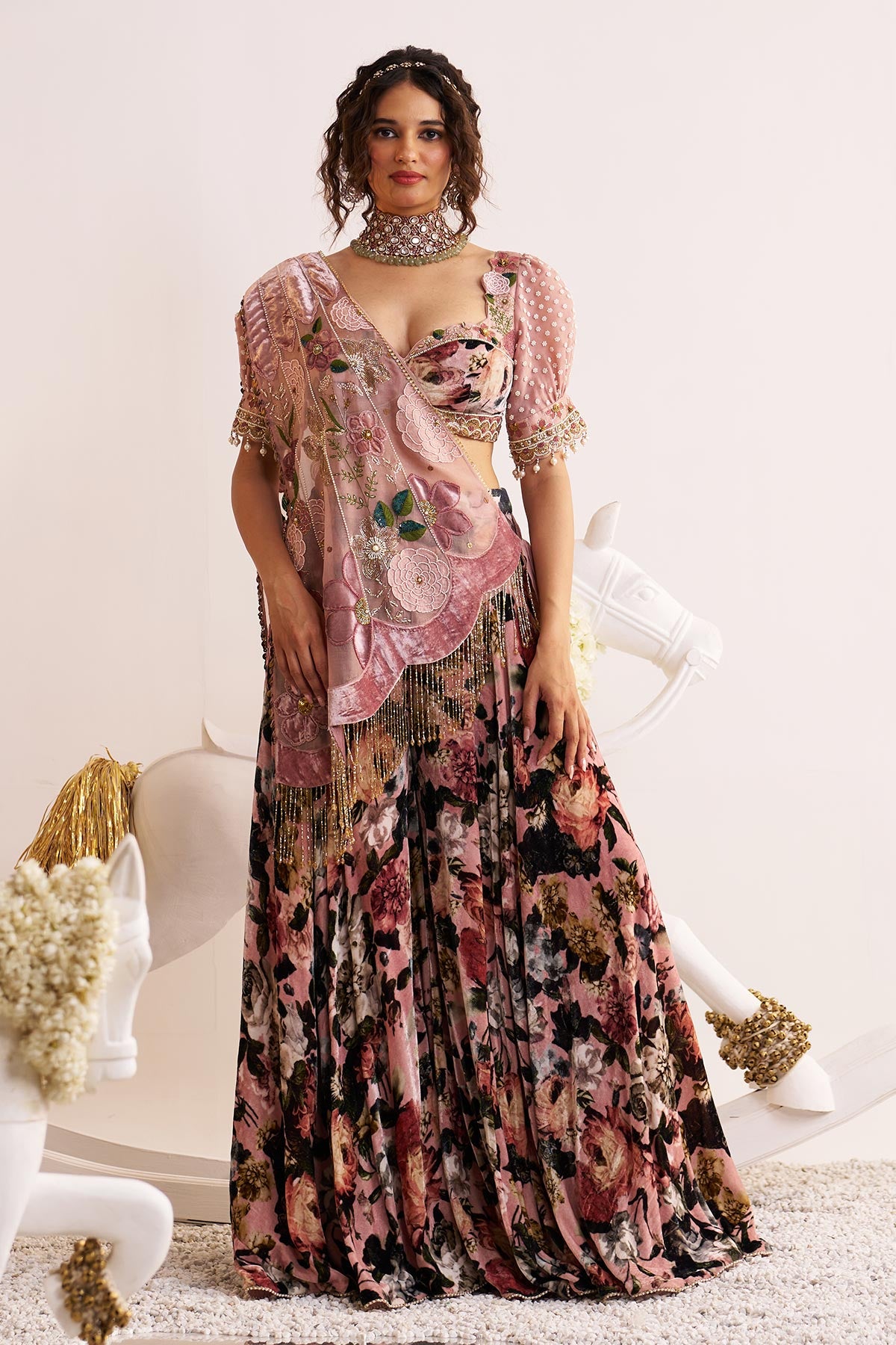 Vatika side drape and sharara set