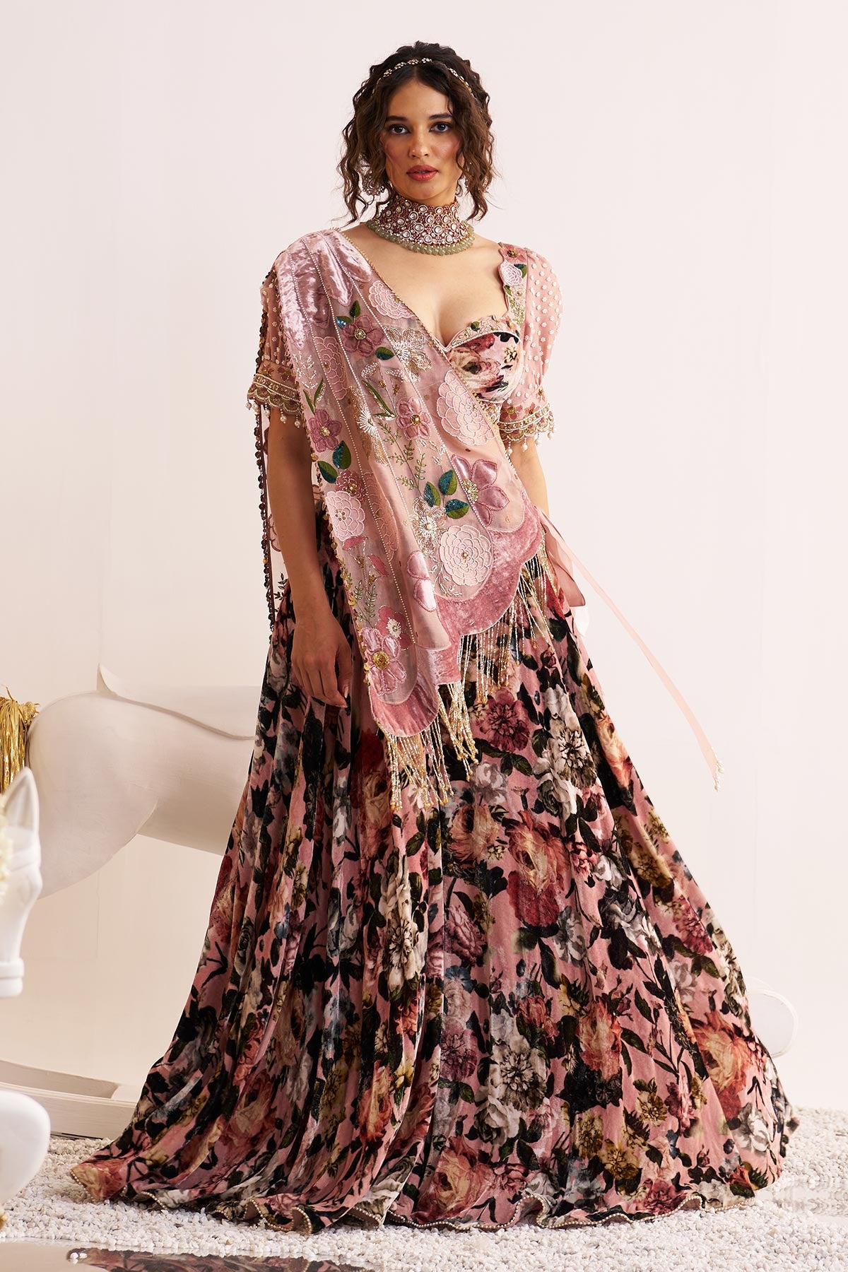 Vatika side drape and sharara set