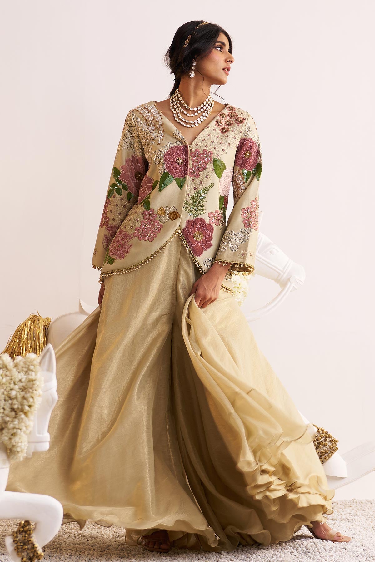 Phoolwaari jacket and sharara set