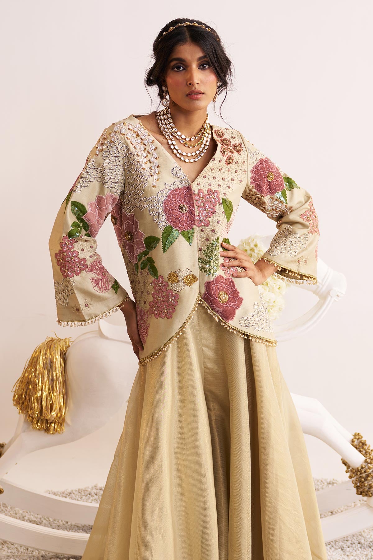Phoolwaari jacket and sharara set