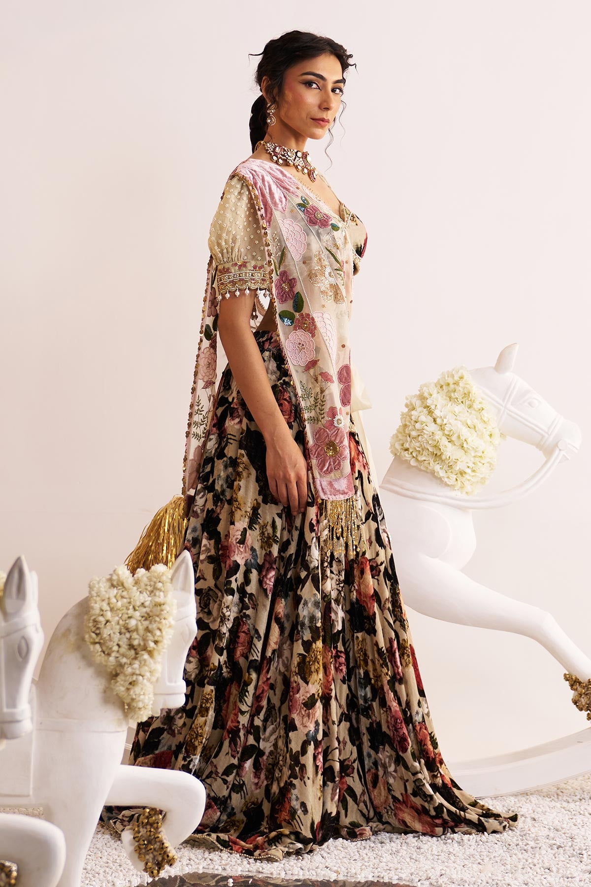 Vatika side drape and sharara set