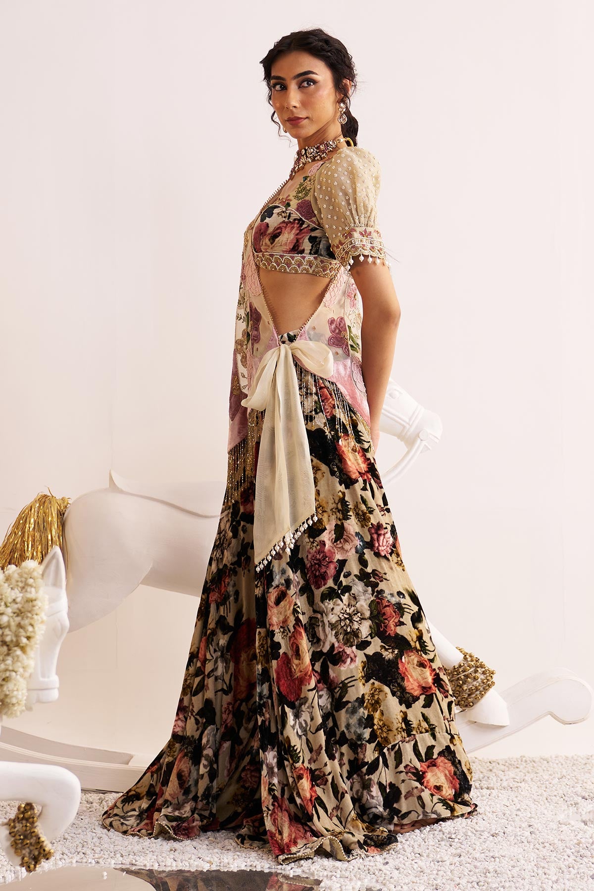 Vatika side drape and sharara set