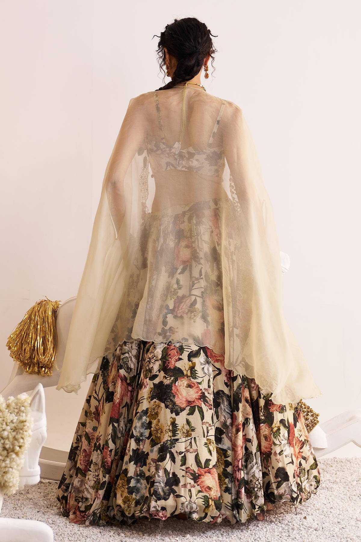 Guldavari cape and lehenga set