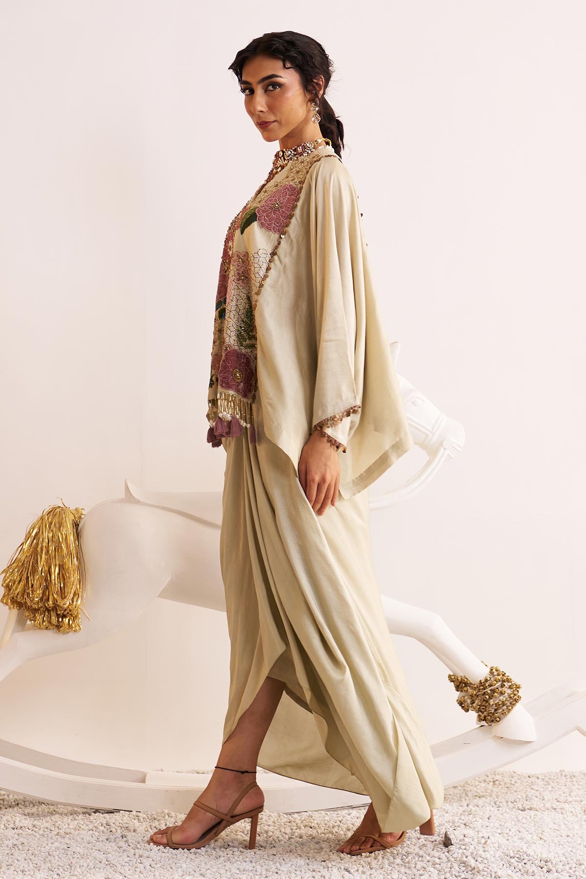 Gardenia cape and drape skirt