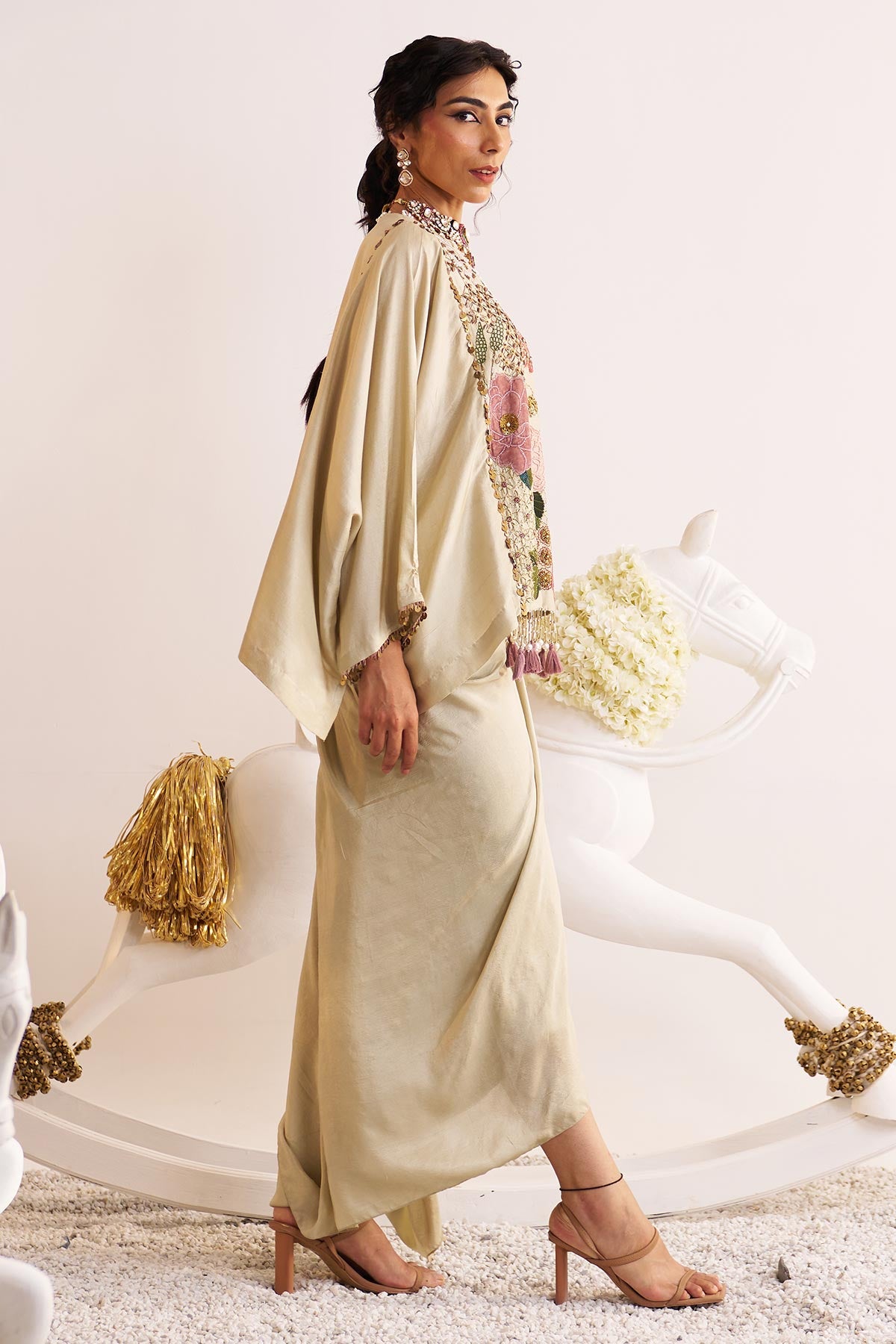 Gardenia cape and drape skirt