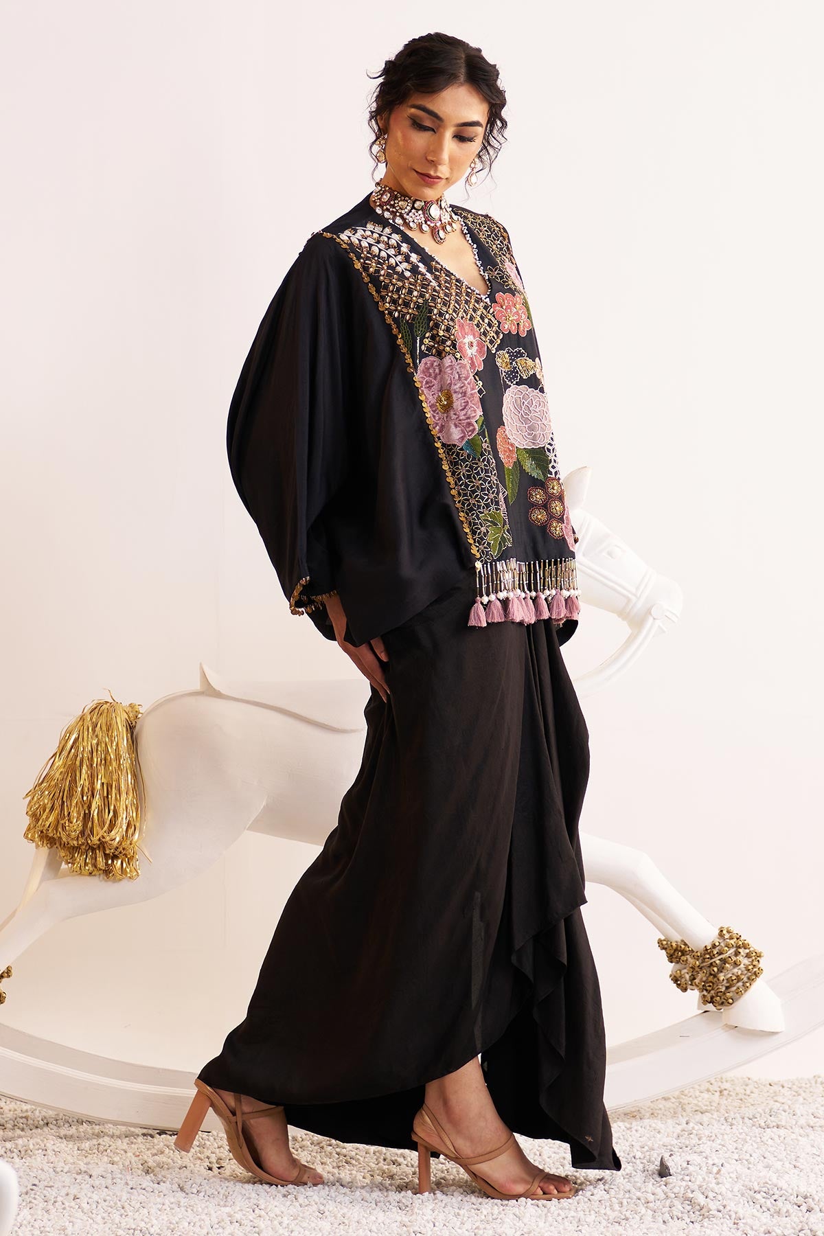 Gardenia cape and drape skirt