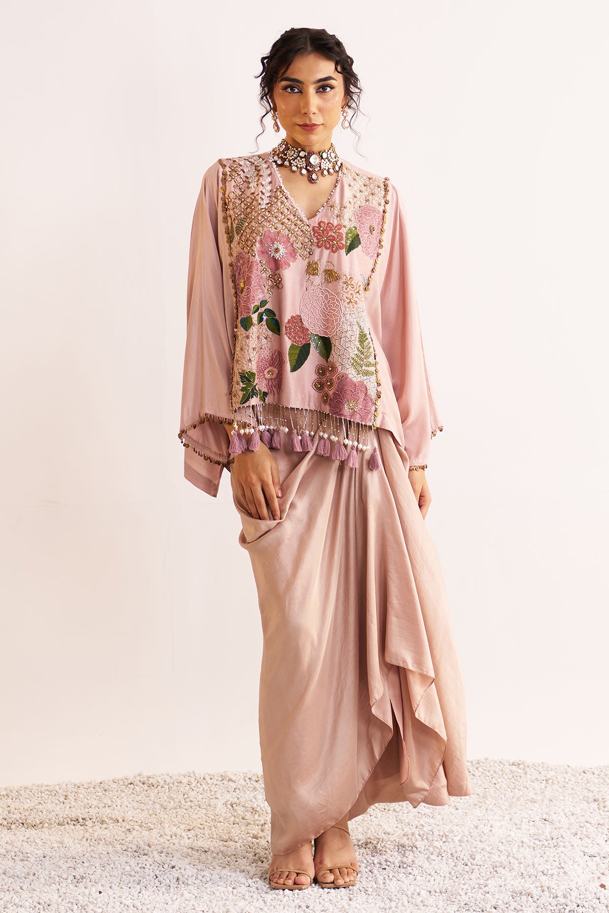 Gardenia cape and drape skirt