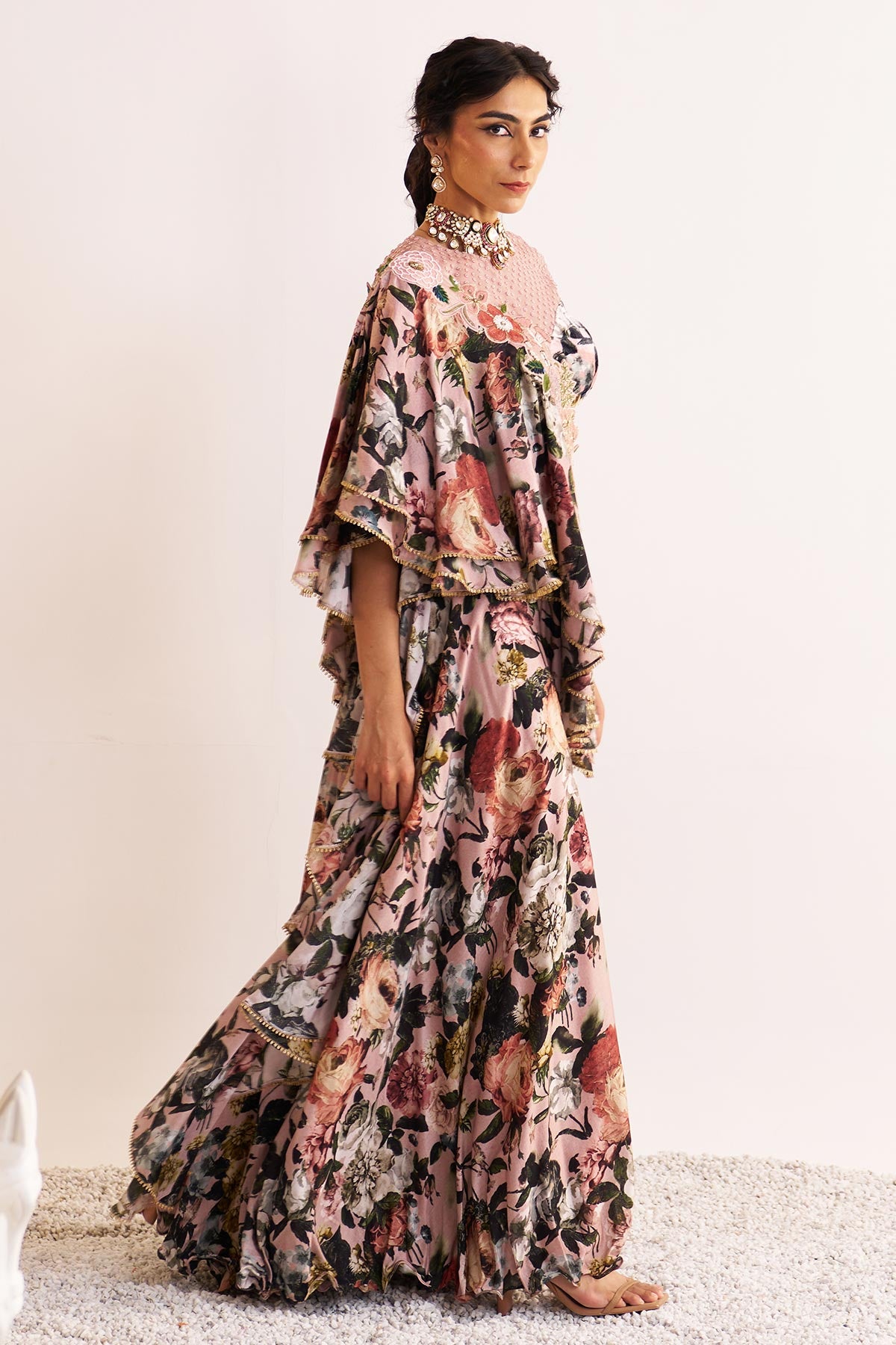 Gulnaar ruffle drape and sharara set