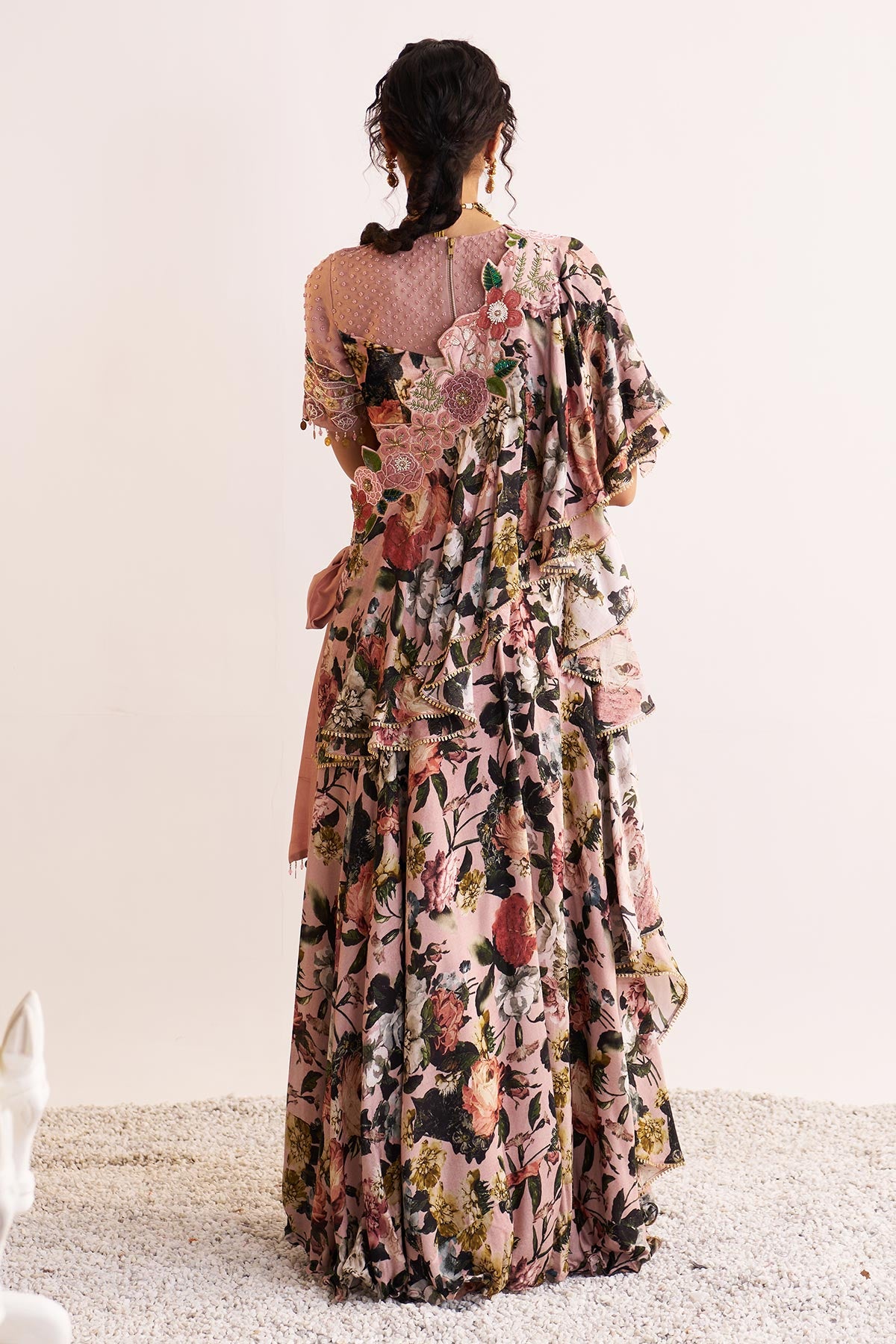 Gulnaar ruffle drape and sharara set