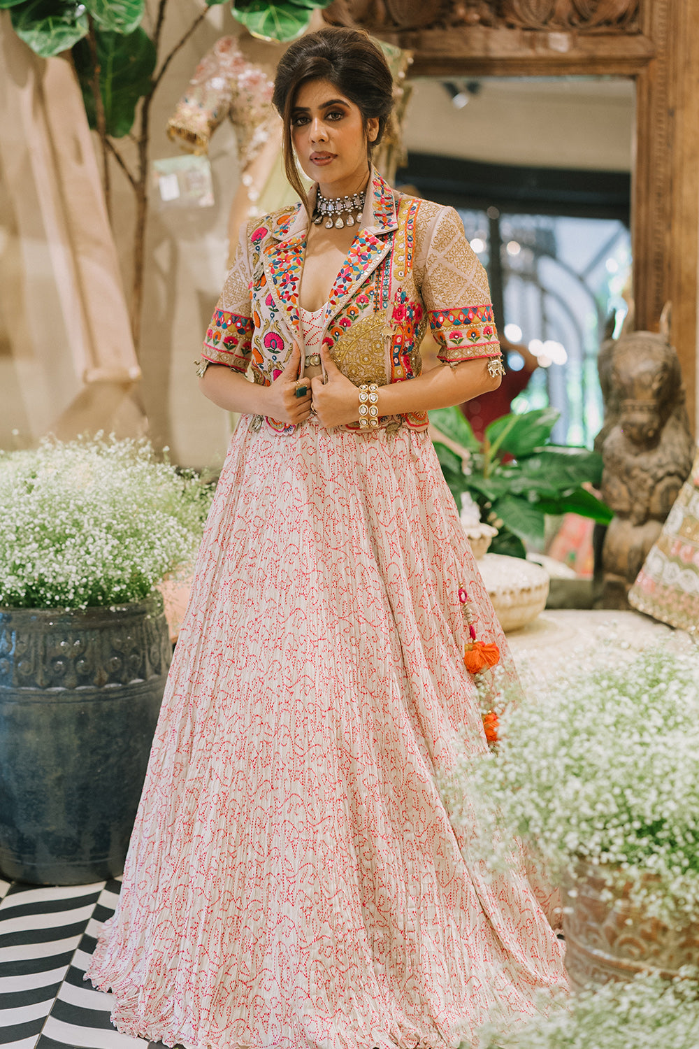 Mehal in Crop blazer lehenga set