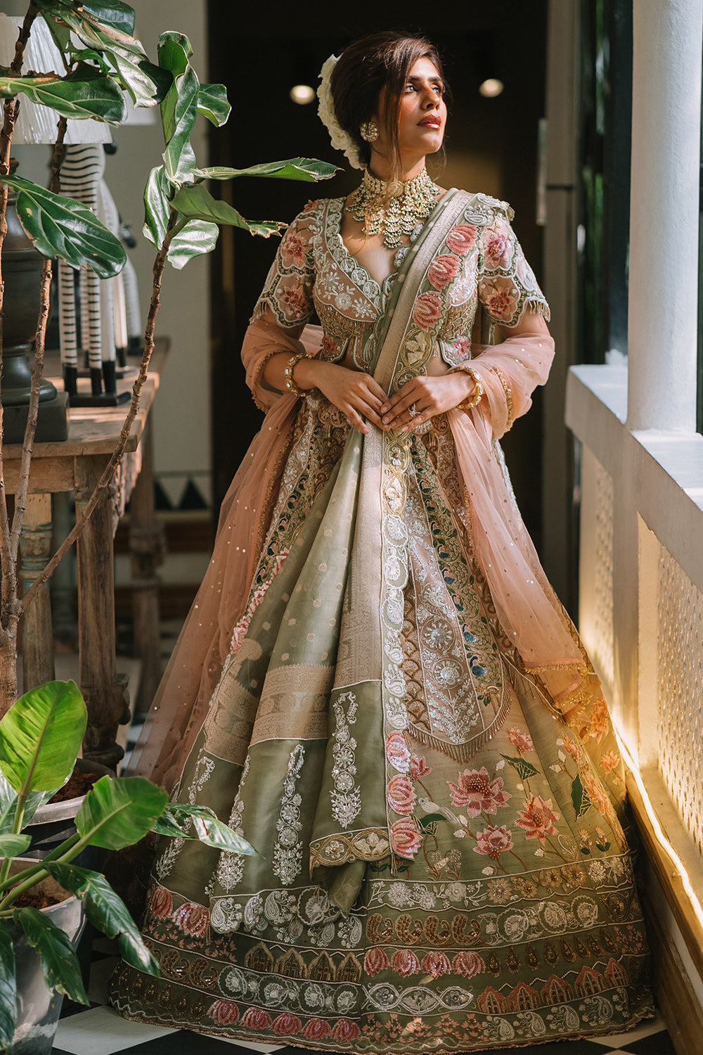 Mehal in Ombre lotus lehenga