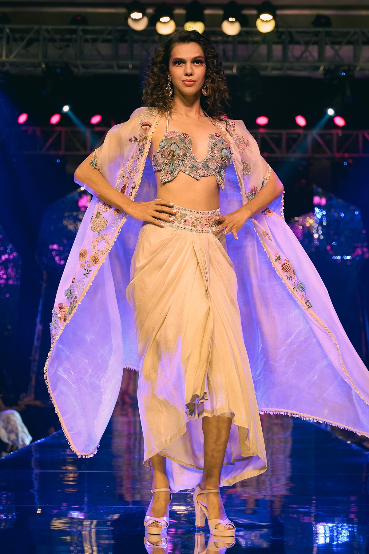 Drape Skirt, Bustier And Cape Set