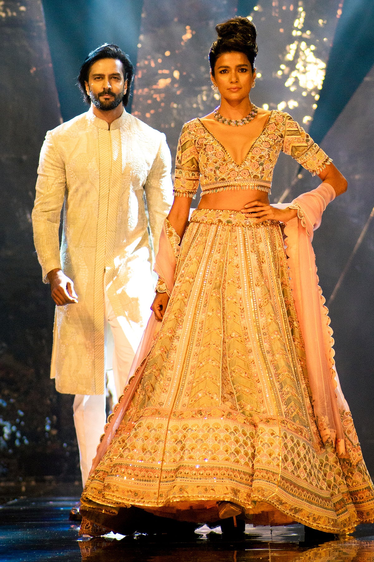 CHEVRON GRID LEHENGA