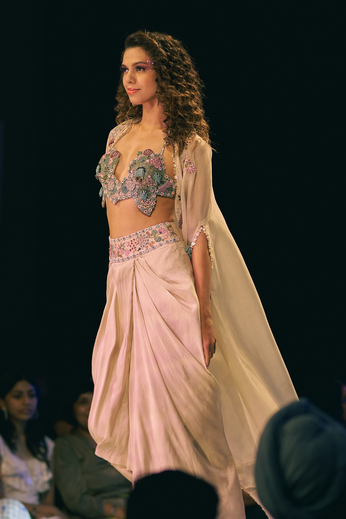 Drape Skirt, Bustier And Cape Set