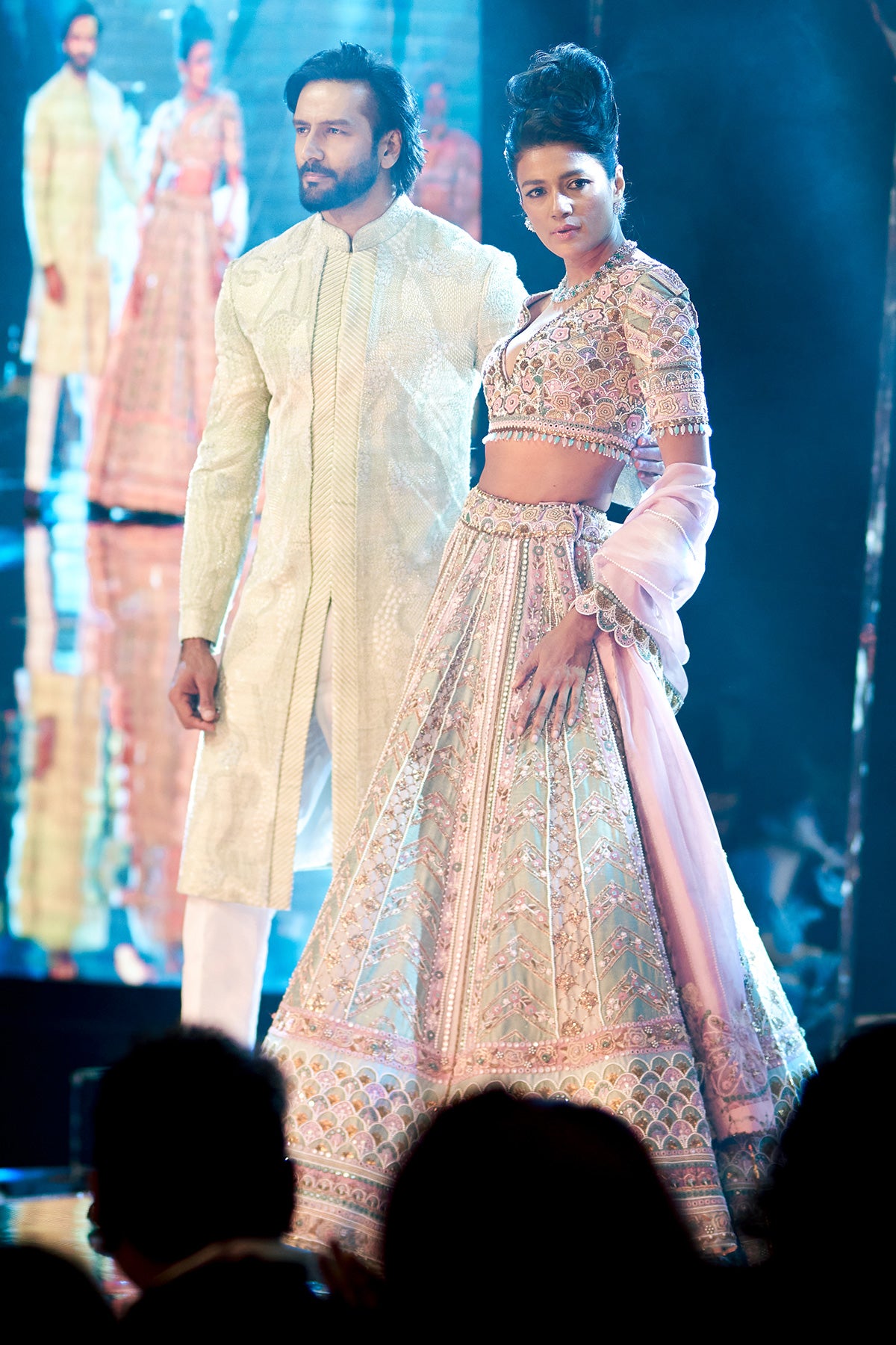 CHEVRON GRID LEHENGA