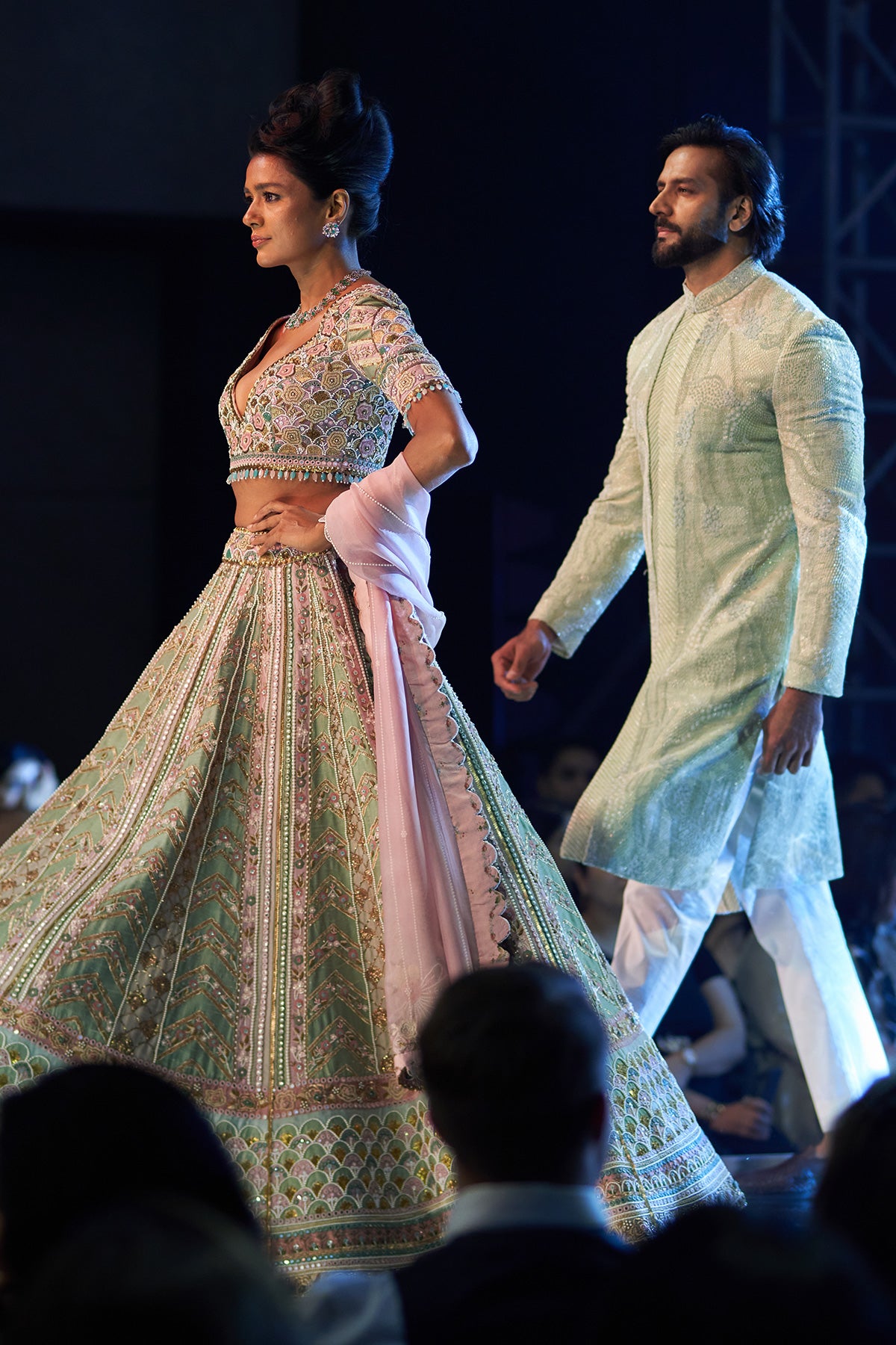 CHEVRON GRID LEHENGA