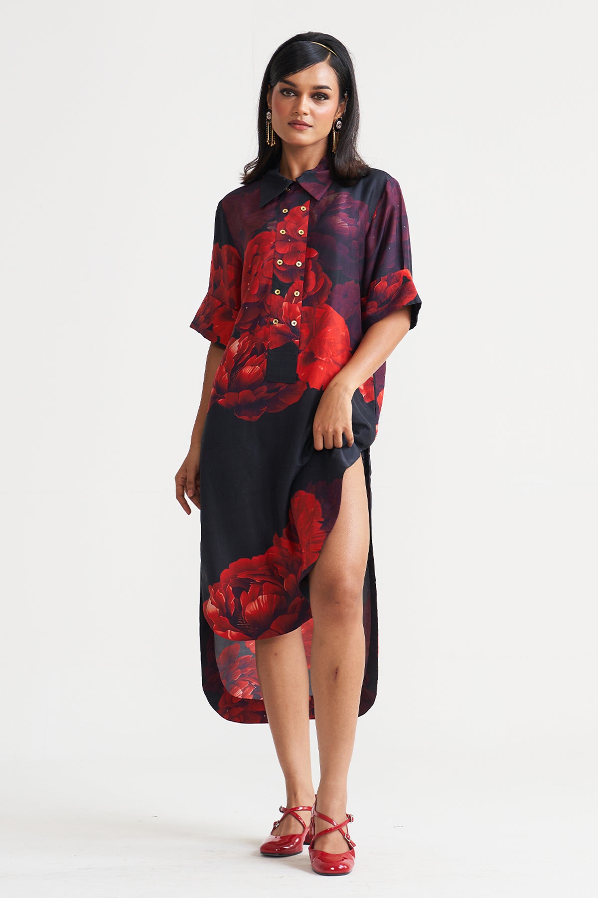 Front button detail dress