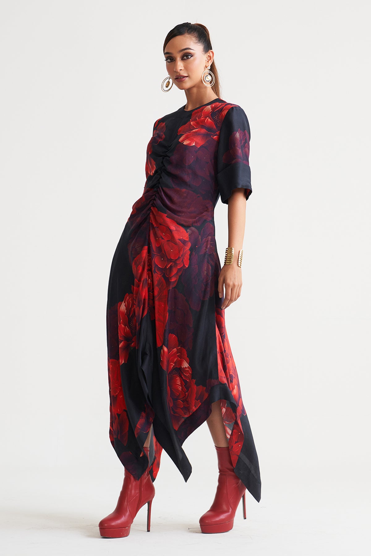 Front gather detail dress