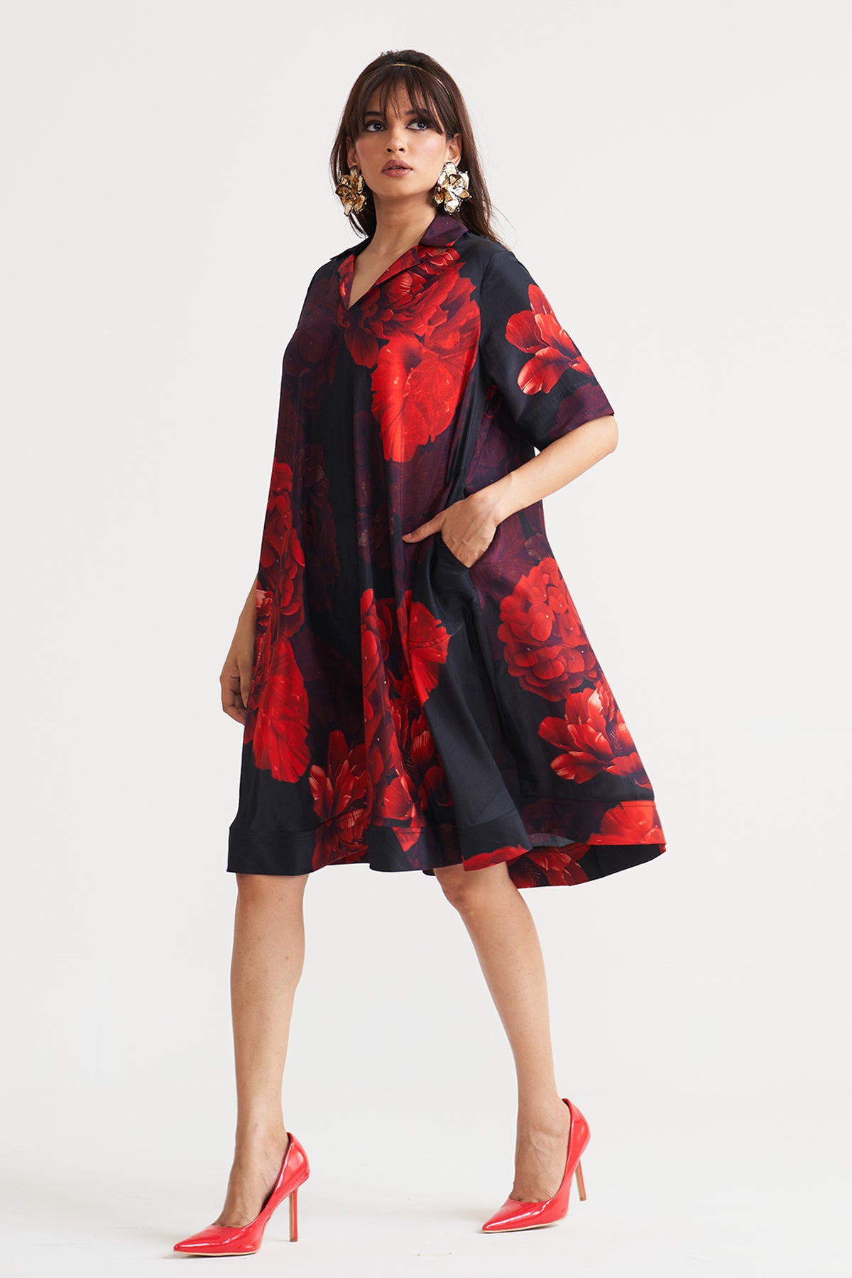 A-Line patch pocket dress