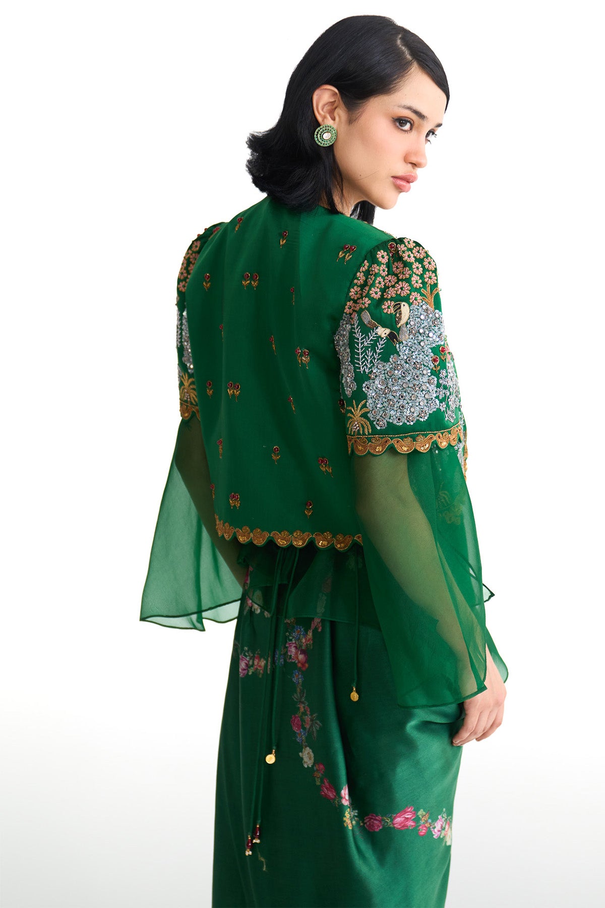 Forest bloom jacket & drape skirt set