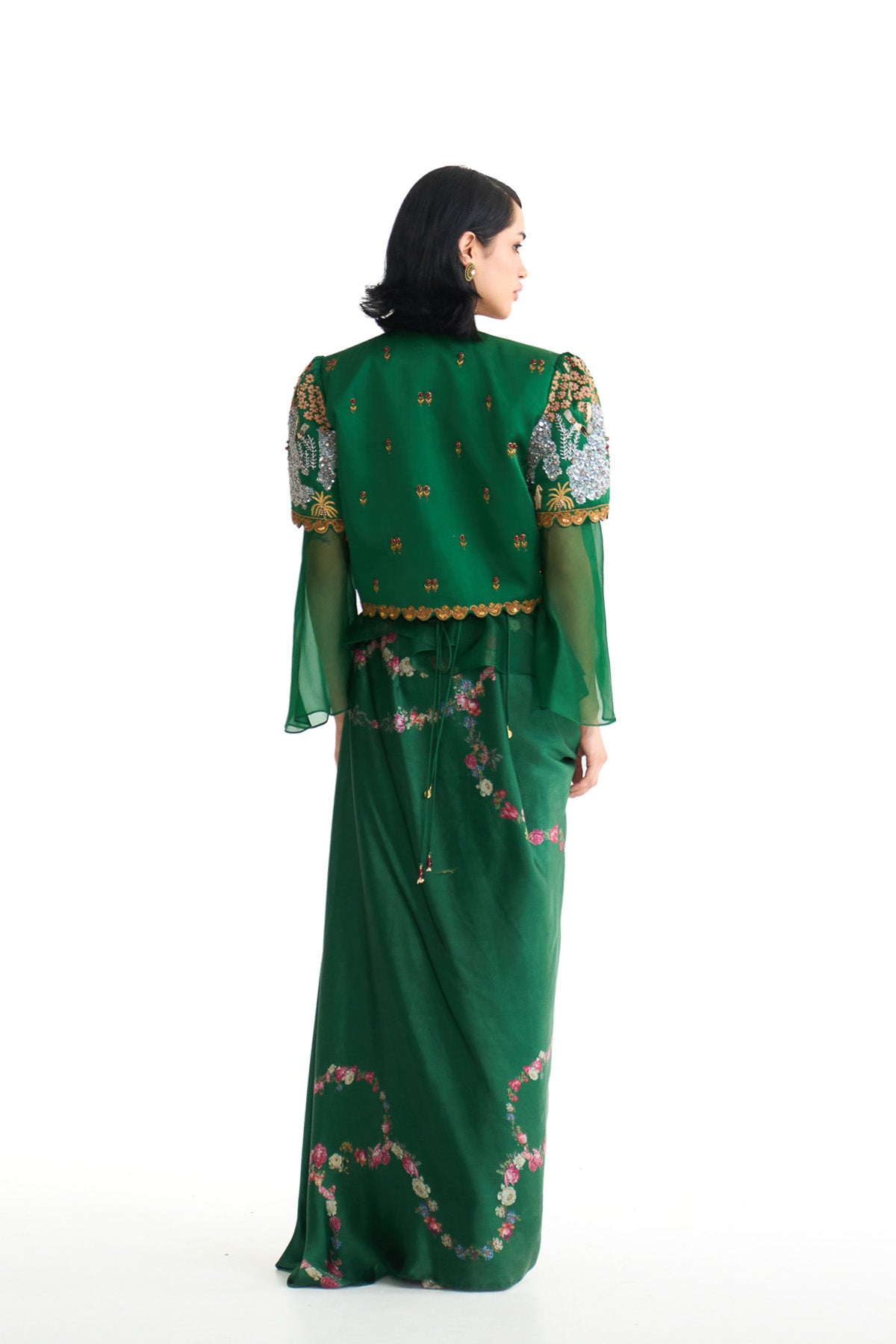 Forest bloom jacket & drape skirt set
