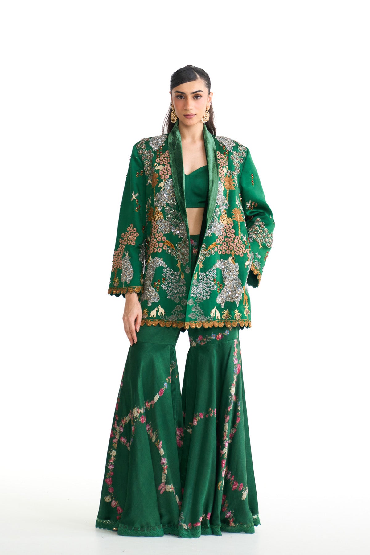Forest bloom blazer & garara set