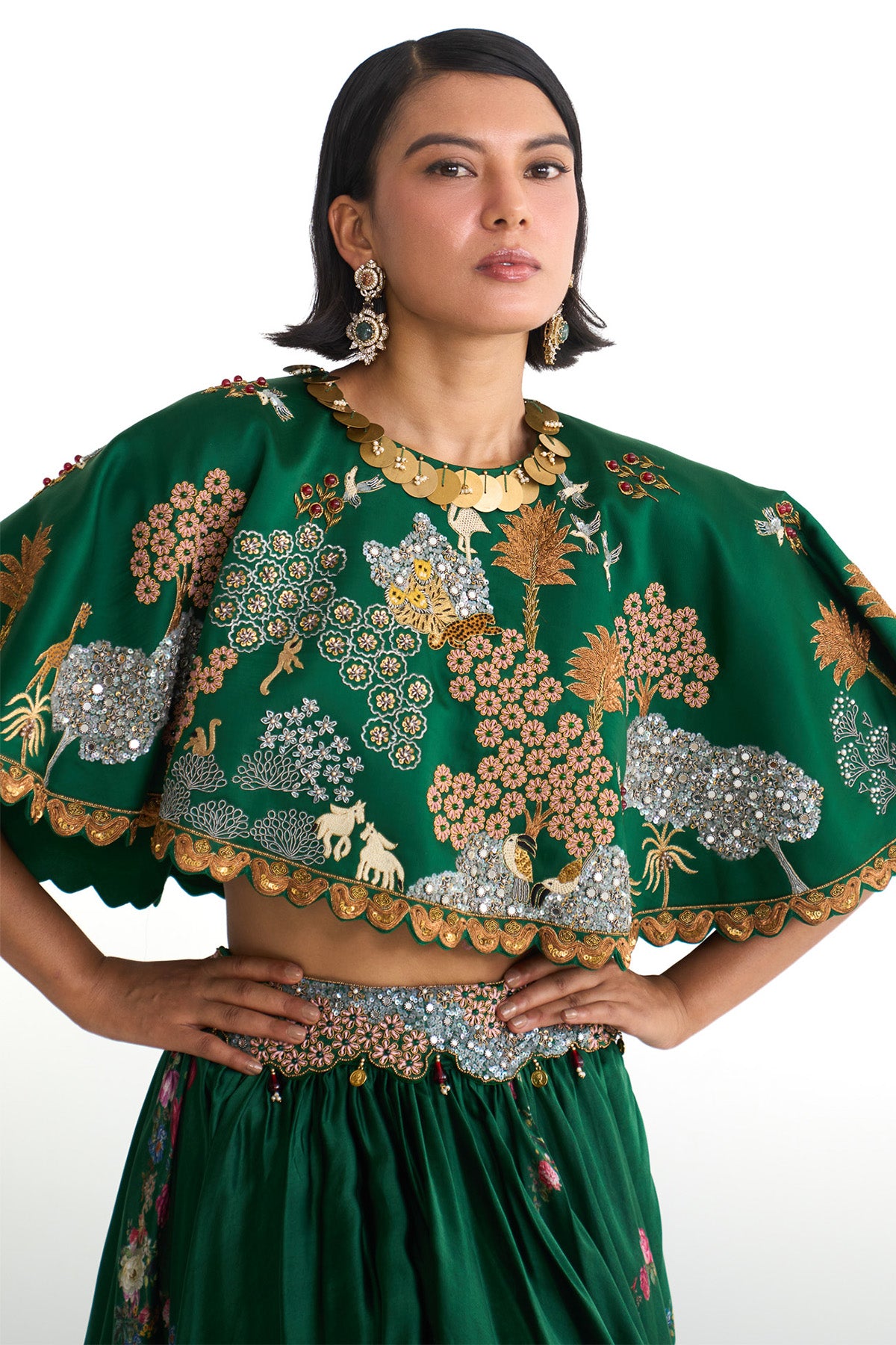 Forest bloom top & lehenga skirt set