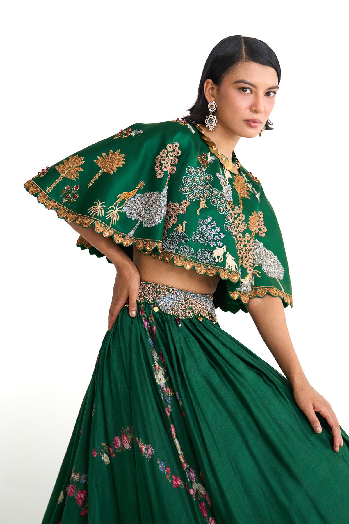 Forest bloom top & lehenga skirt set