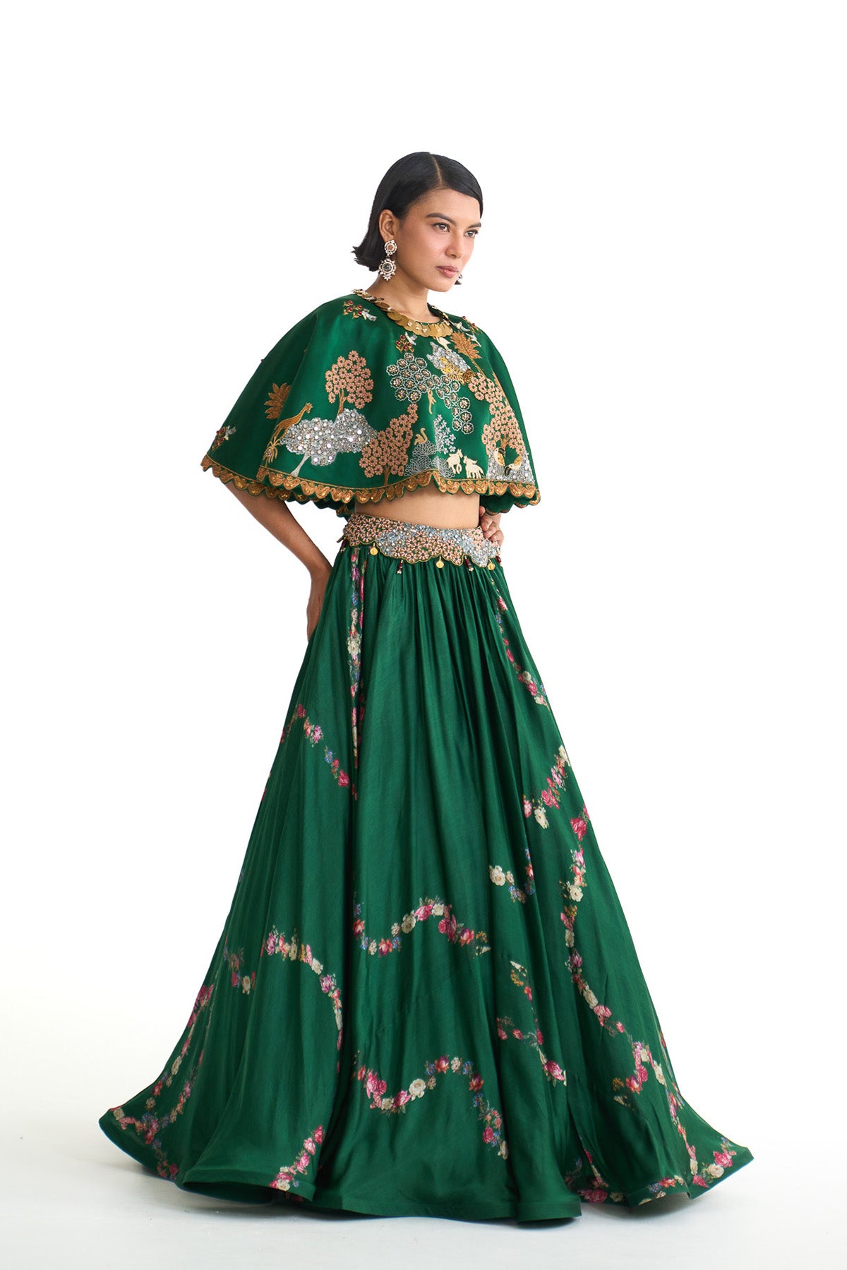 Forest bloom top & lehenga skirt set