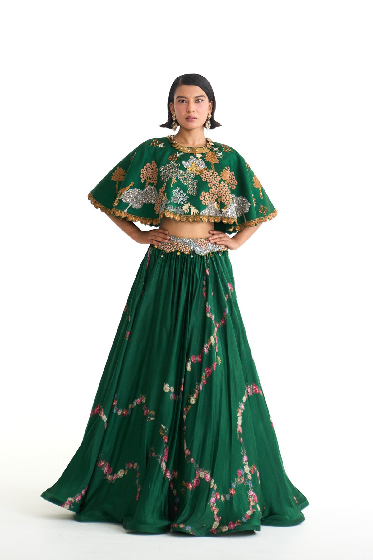 Forest bloom top & lehenga skirt set
