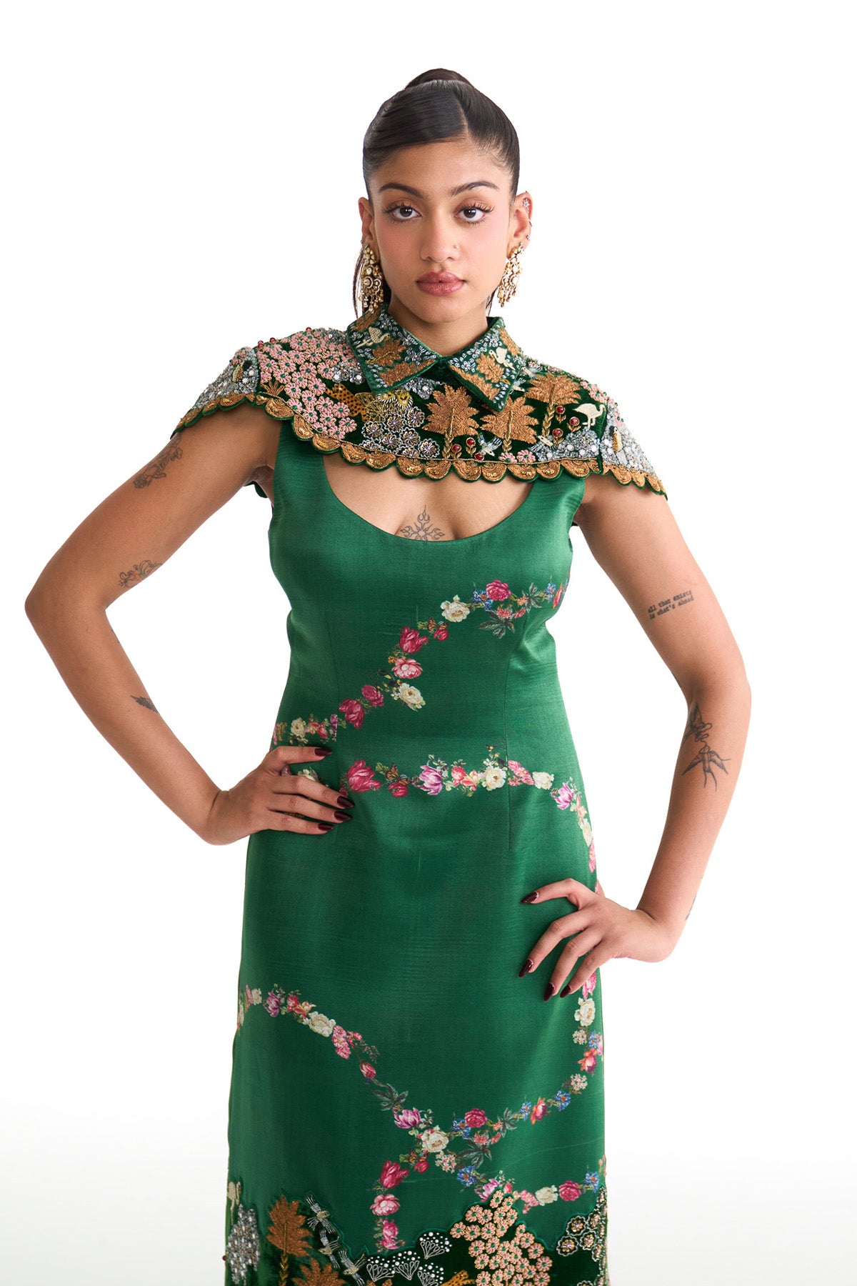 Forest bloom bodycon dress set