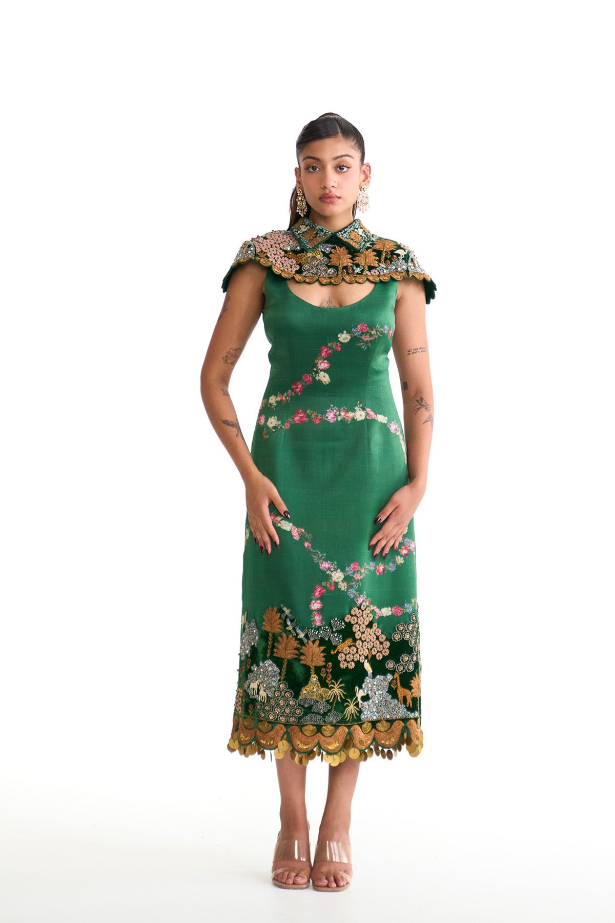 Forest bloom bodycon dress set
