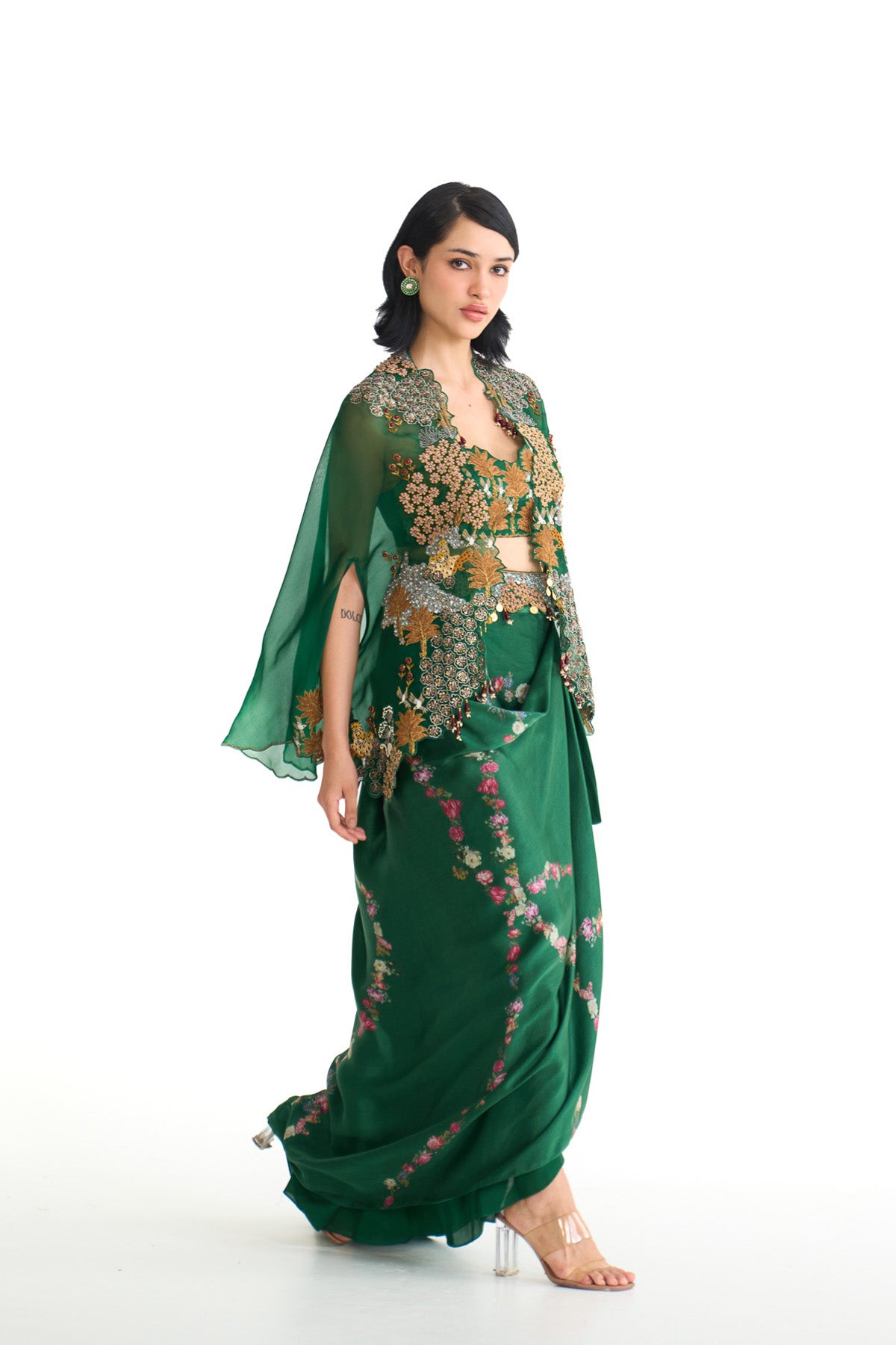 Forest bloom cape & drape skirt set