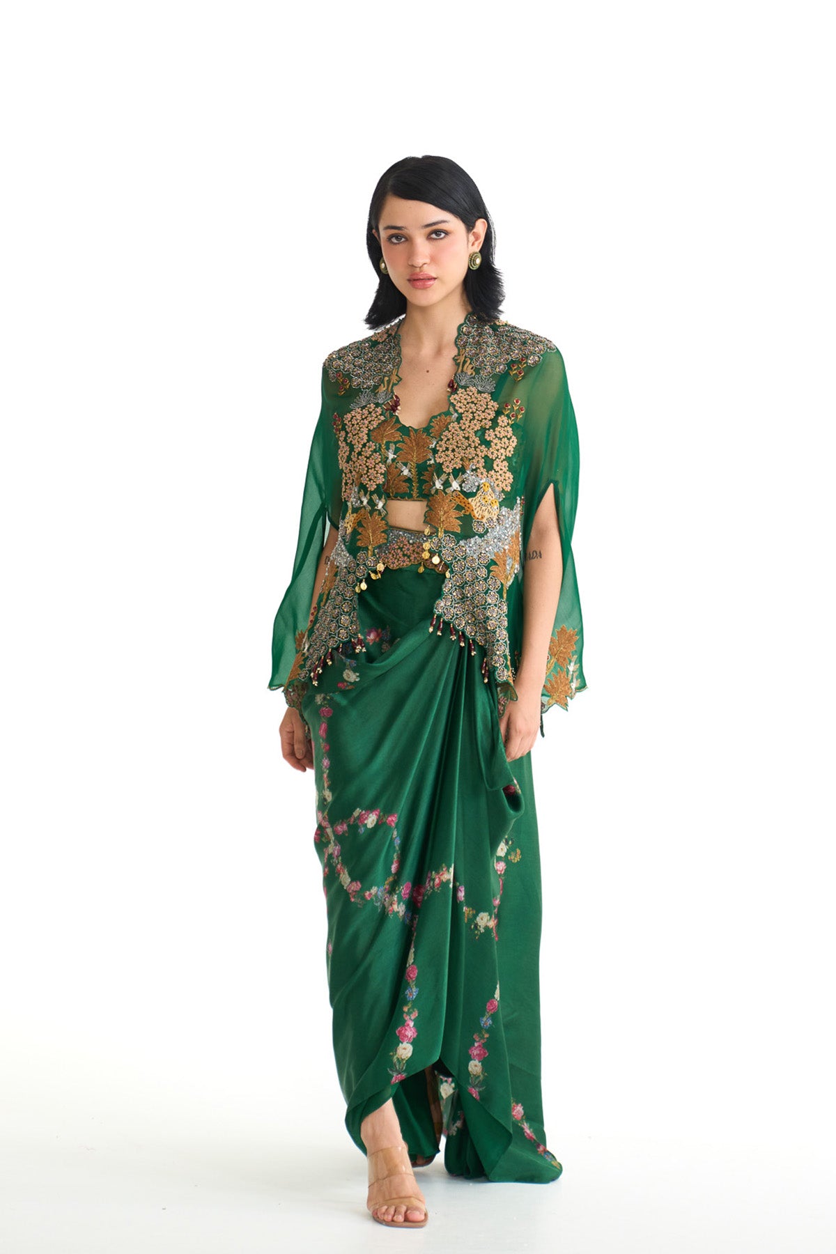 Forest bloom cape & drape skirt set