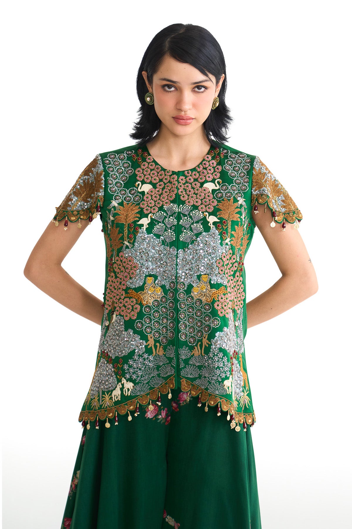 Forest bloom shirt & sharara set