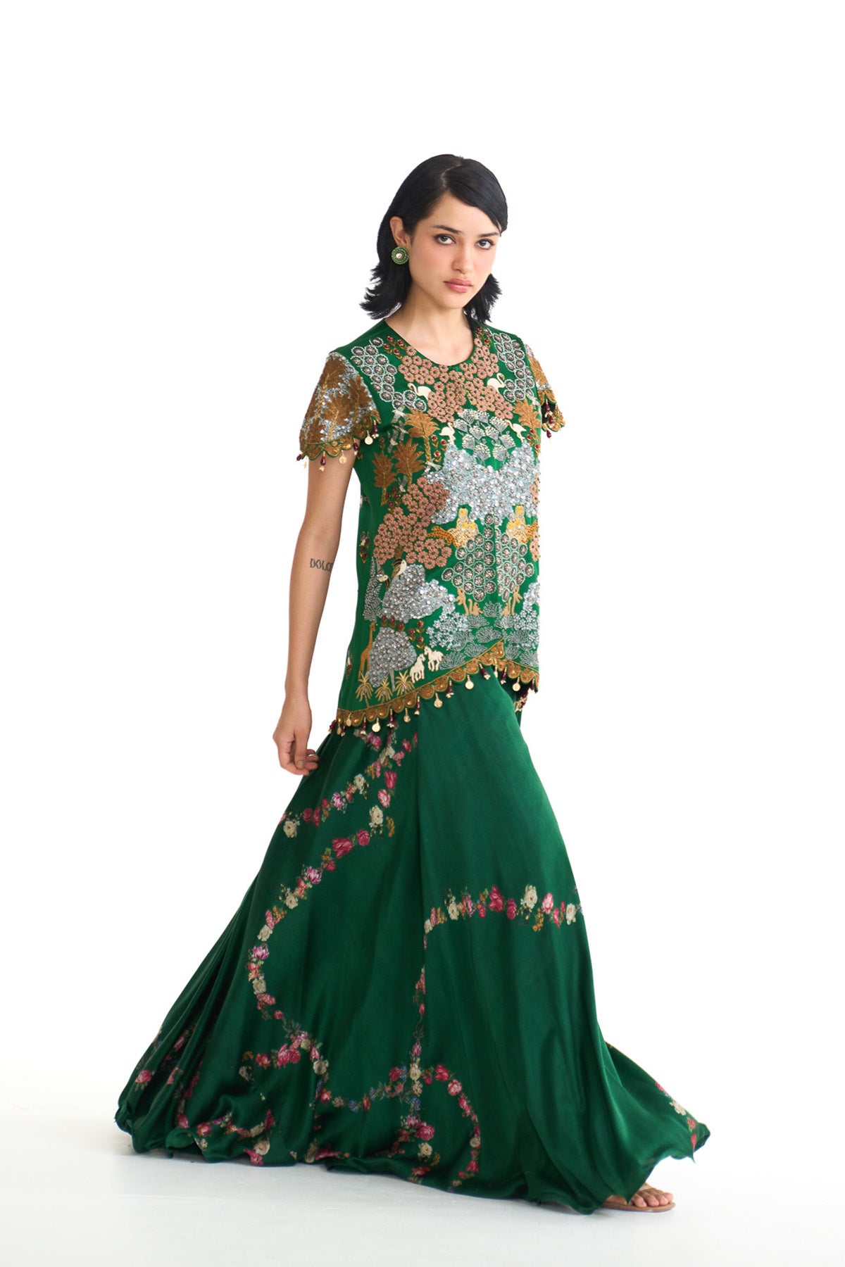 Forest bloom shirt & sharara set