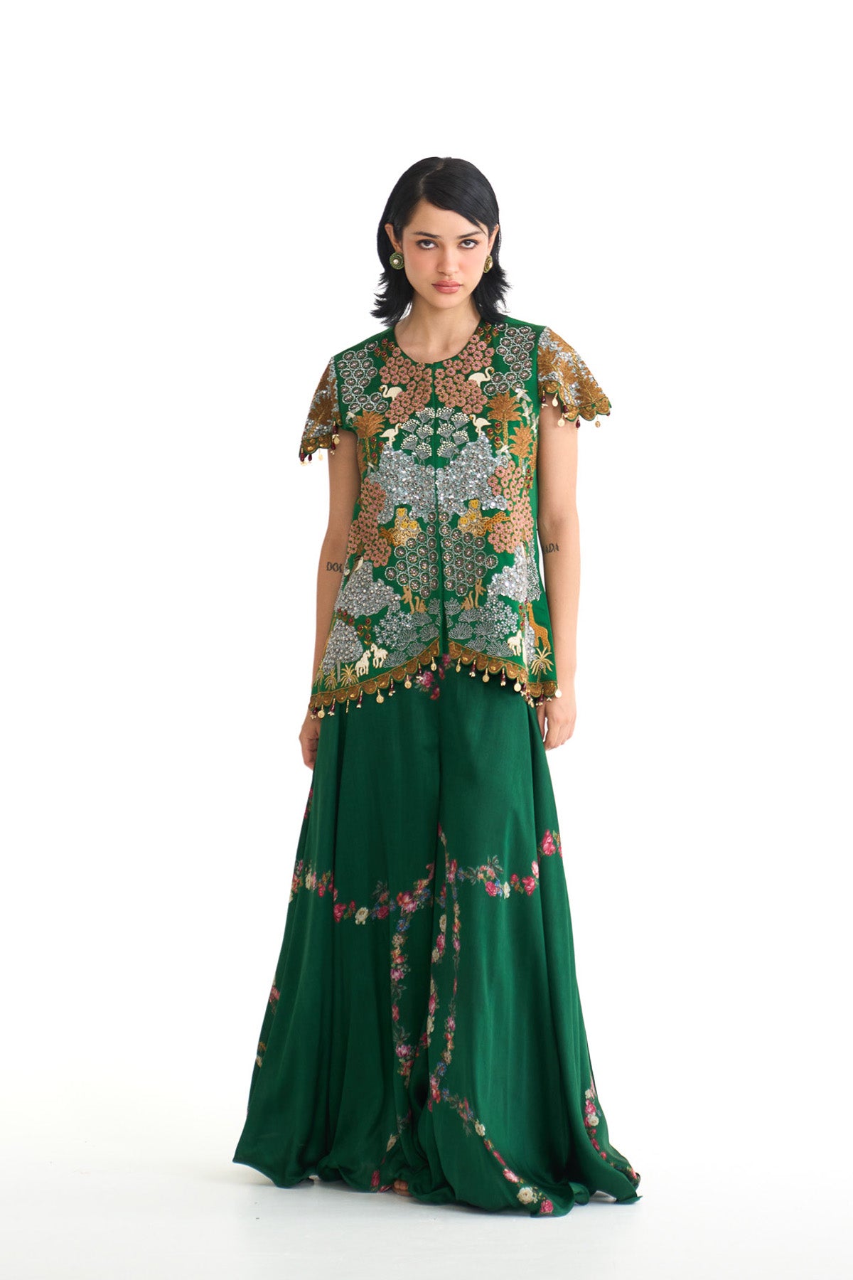Forest bloom shirt & sharara set