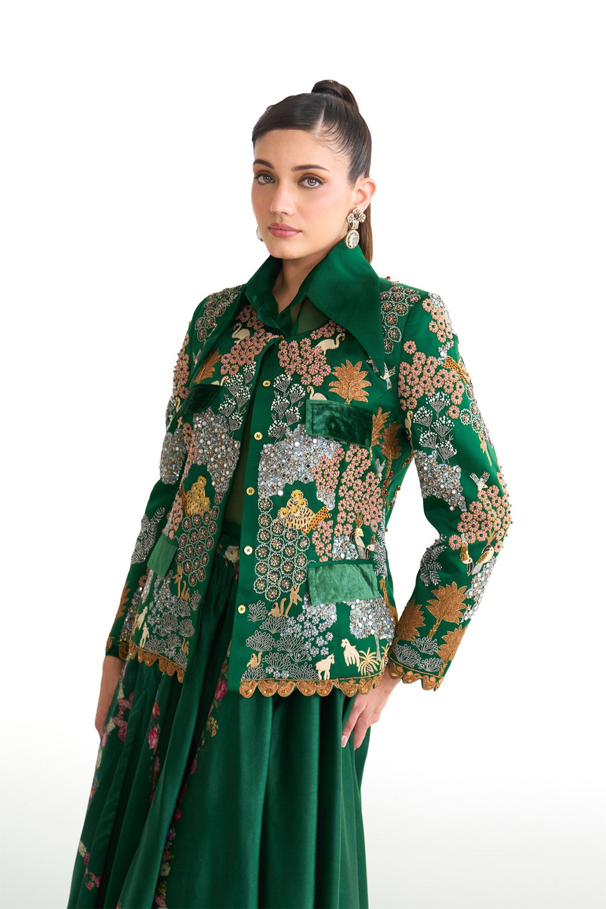 Forest bloom jacket & skirt set