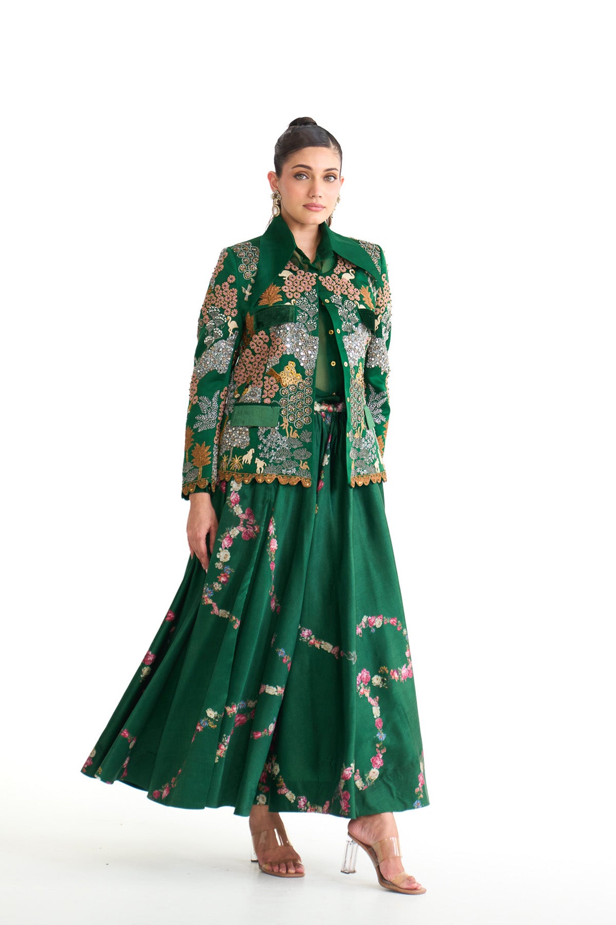 Forest bloom jacket & skirt set