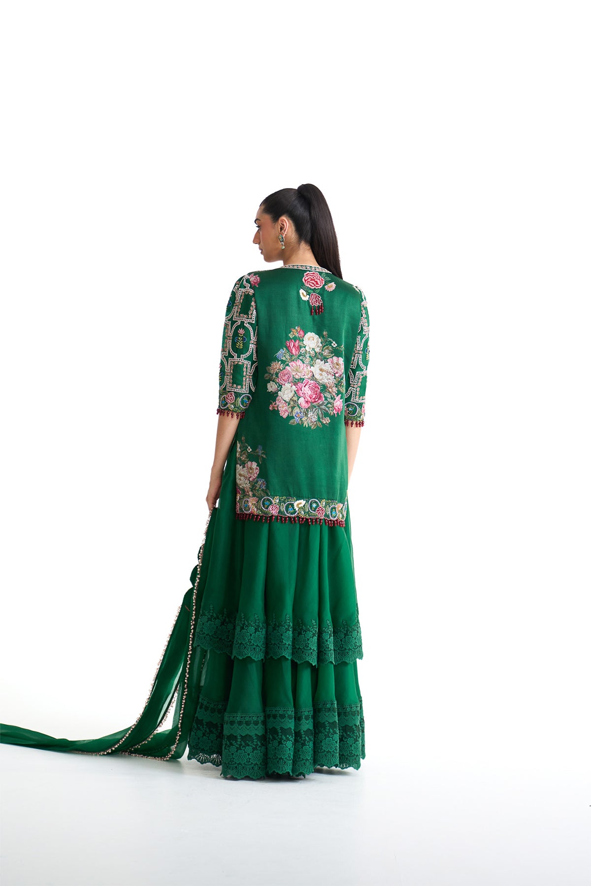 French rose sharara suit set