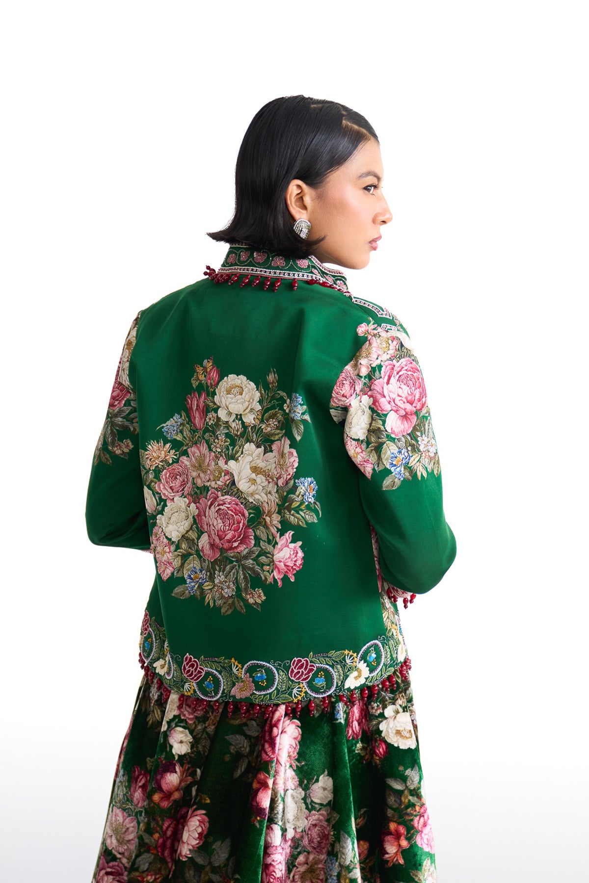 French rose jacket & balloon skirt set