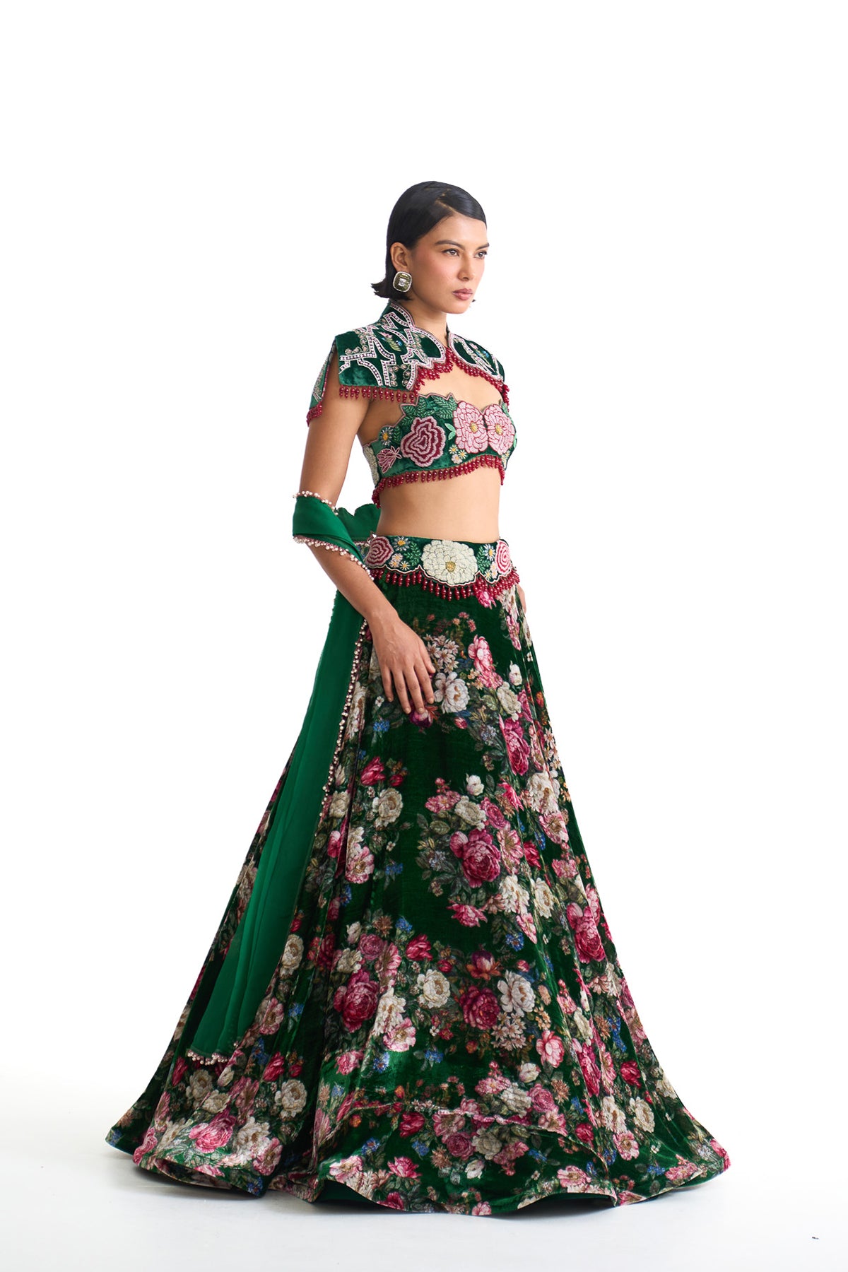 French rose lehenga set