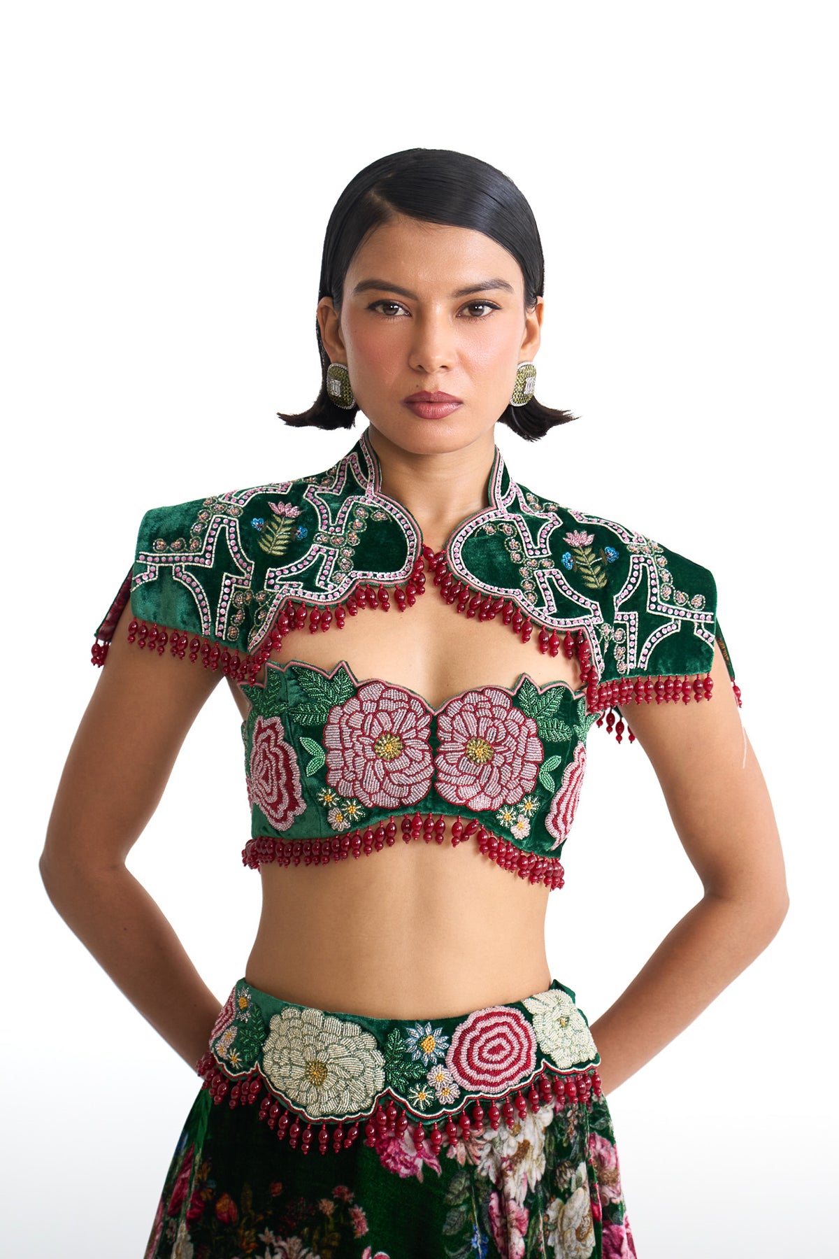 French rose lehenga set